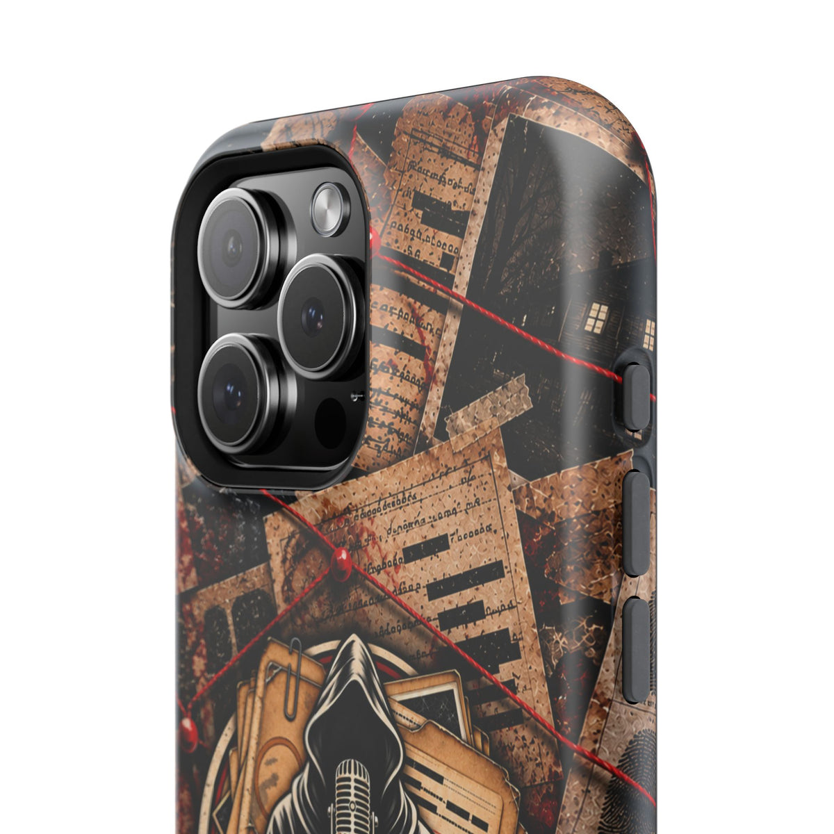 The Abyss Narrator Phone Case — True Crime Cold Case Evidence Board Design, Magnetic MagSafe Tough Case for iPhone & Samsung