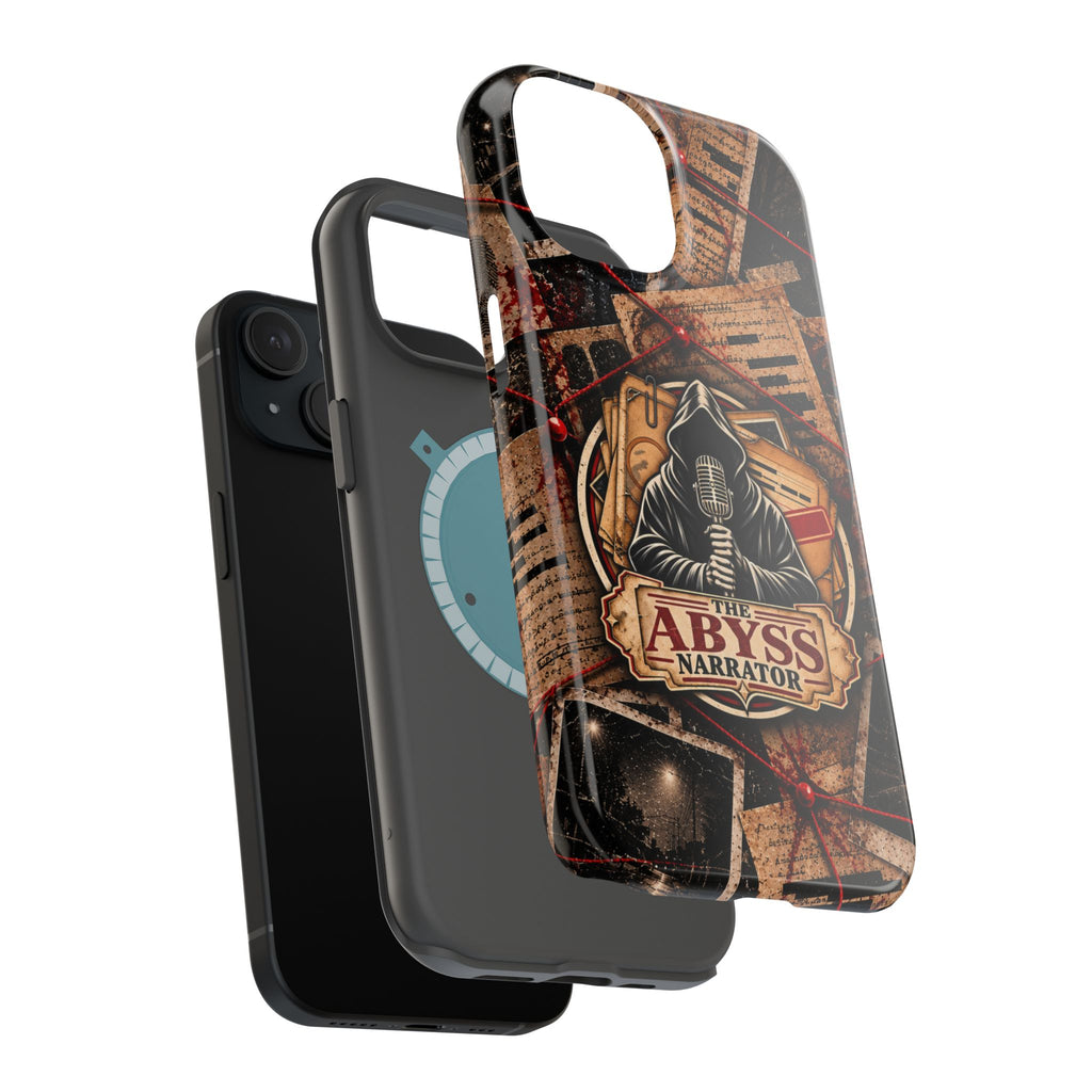 The Abyss Narrator Phone Case — True Crime Cold Case Evidence Board Design, Magnetic MagSafe Tough Case for iPhone & Samsung
