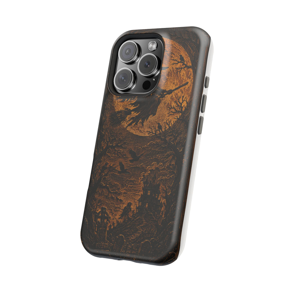 Funda de Celular Cuervo y Luna · Halloween Gótico · Magnética Resistente a Impactos