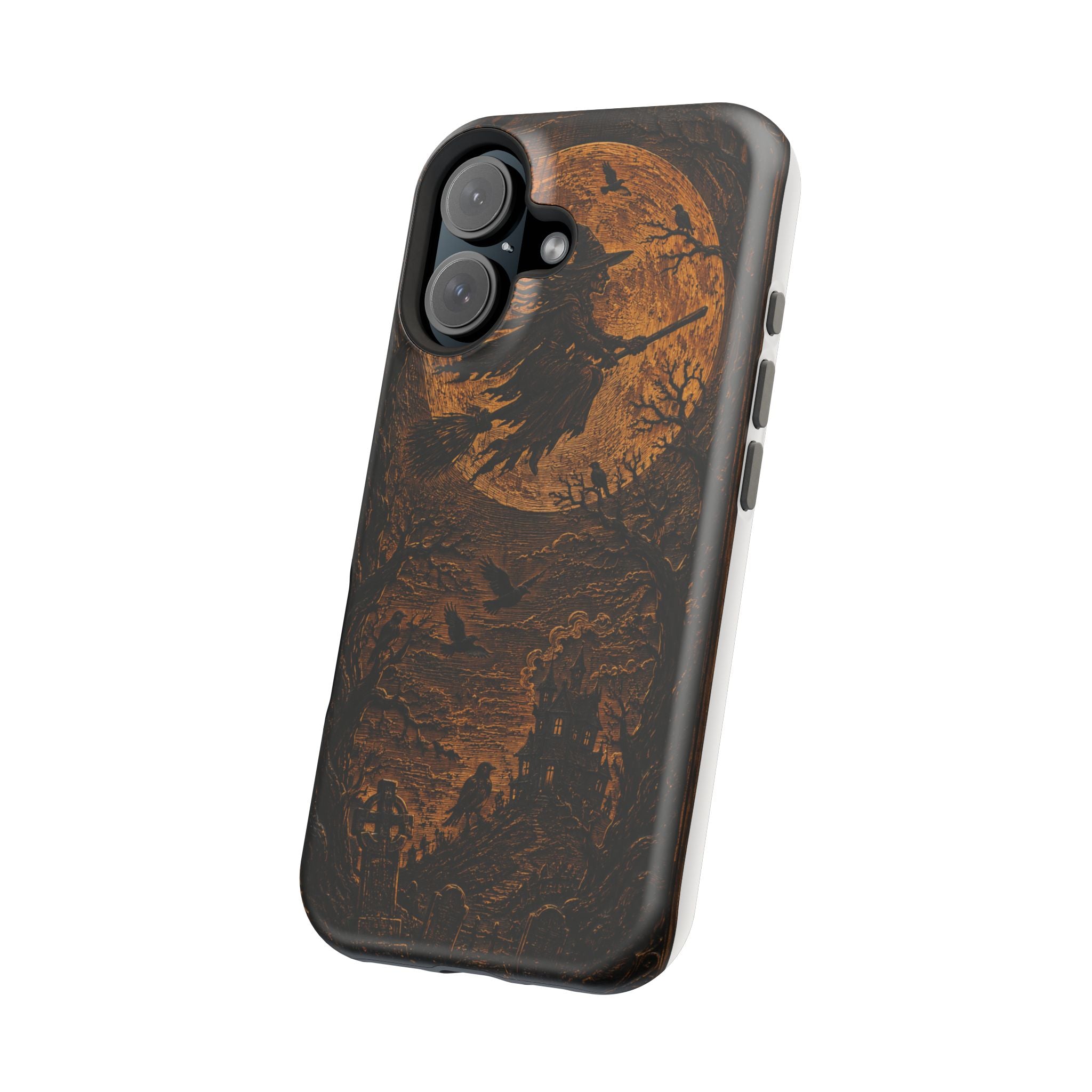 Funda de Celular Cuervo y Luna · Halloween Gótico · Magnética Resistente a Impactos