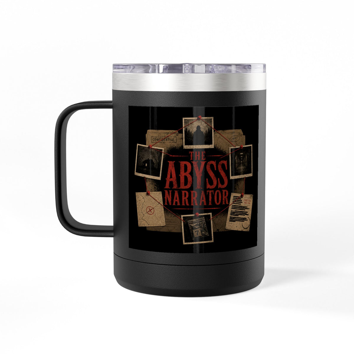 Cold Case Files Insulated Coffee Mug – The Abyss Narrator True Crime Tumbler, 15oz