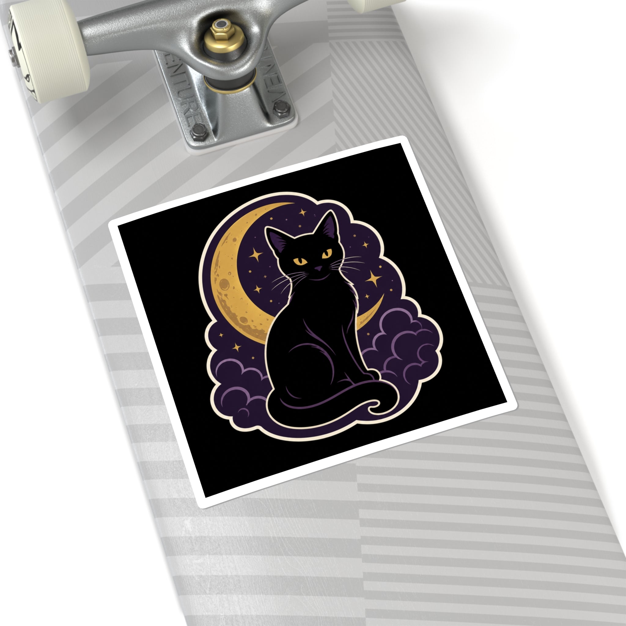 Black Cat Moon Sticker | Witchy Halloween Vinyl Decal, Gothic Celestial Sticker