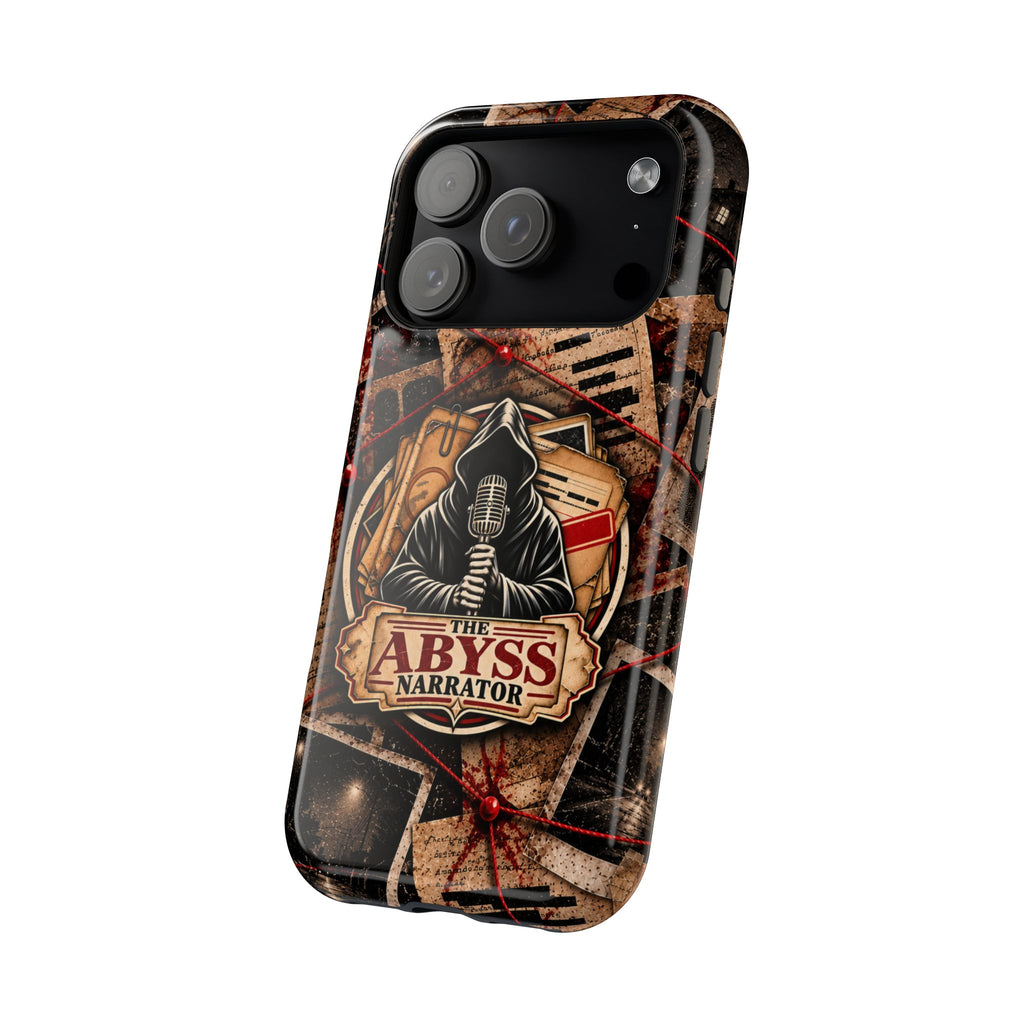 The Abyss Narrator Phone Case — True Crime Cold Case Evidence Board Design, Magnetic MagSafe Tough Case for iPhone & Samsung