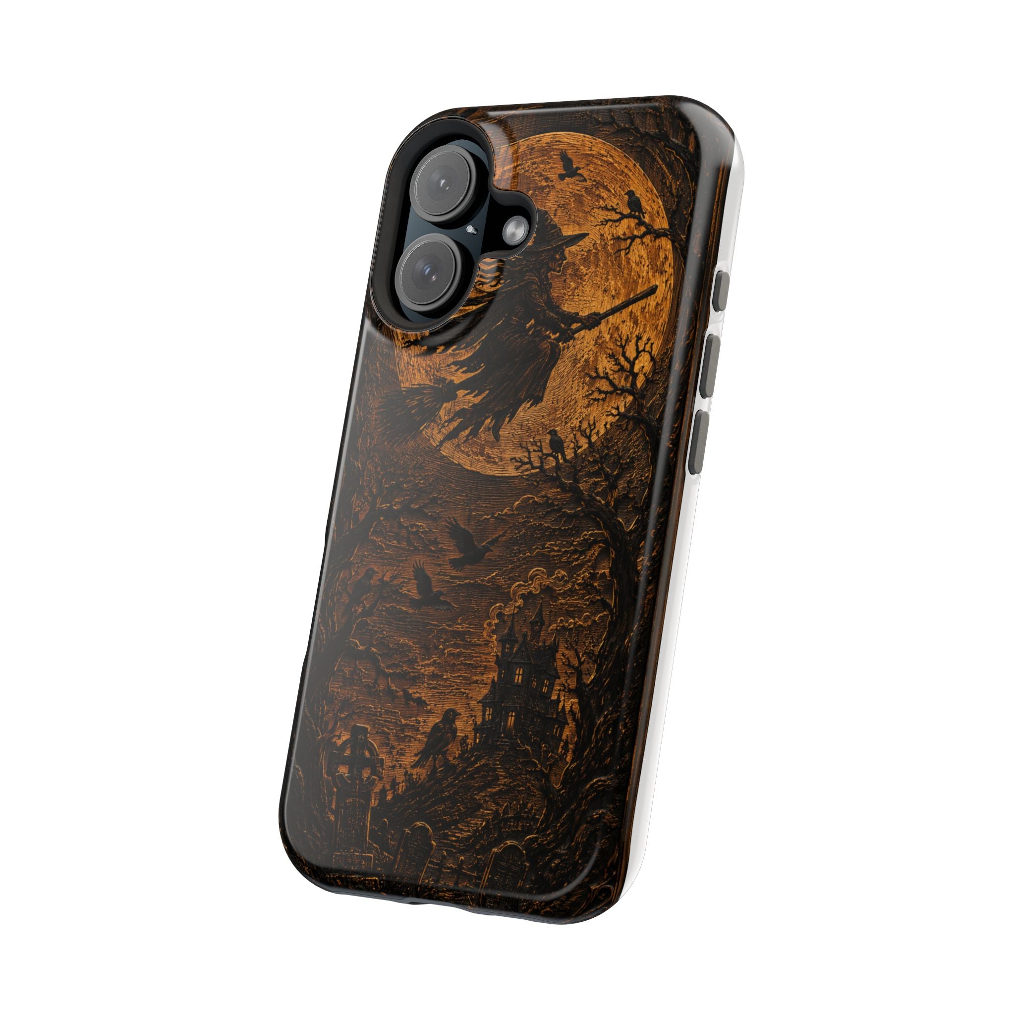 Funda de Celular Cuervo y Luna · Halloween Gótico · Magnética Resistente a Impactos