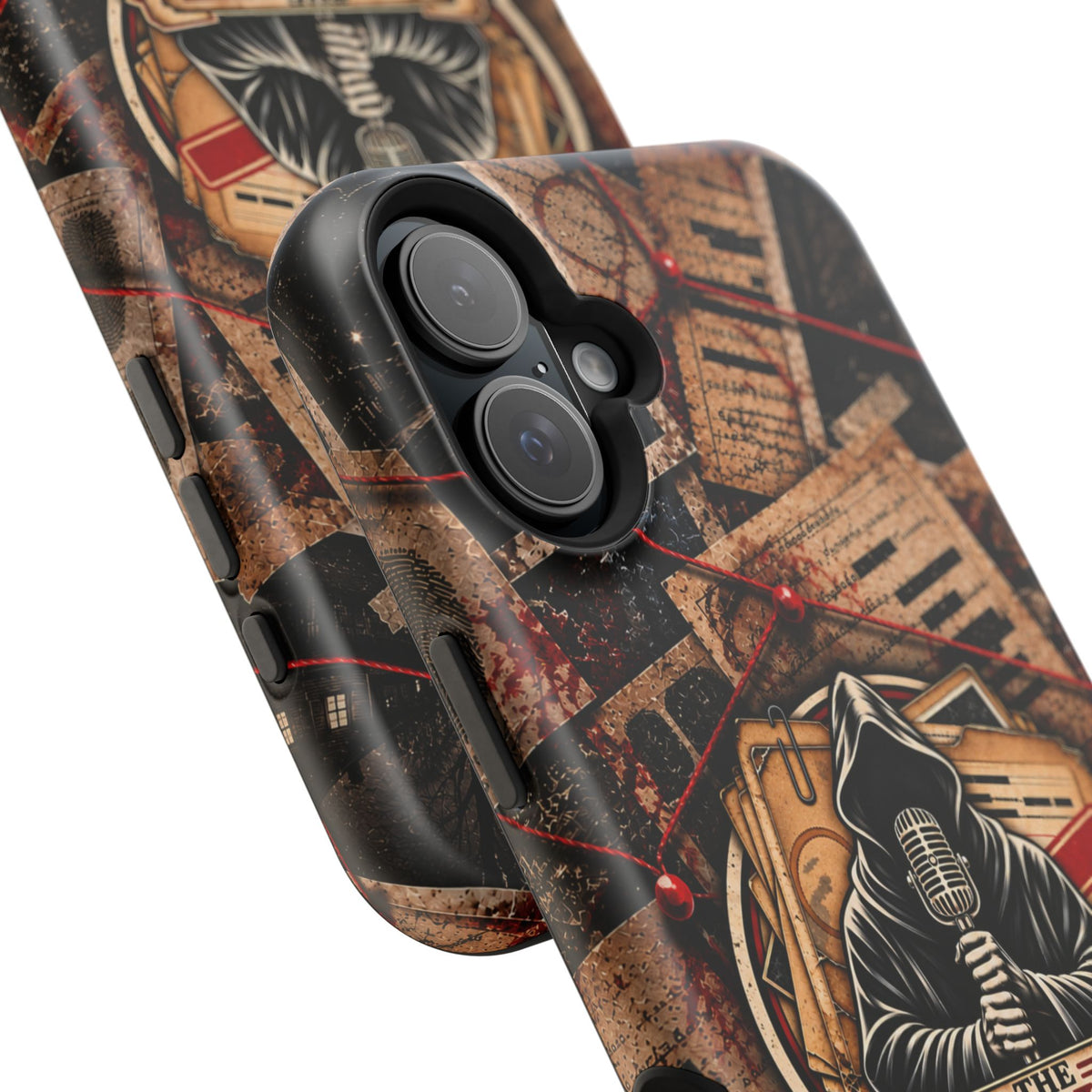 The Abyss Narrator Phone Case — True Crime Cold Case Evidence Board Design, Magnetic MagSafe Tough Case for iPhone & Samsung