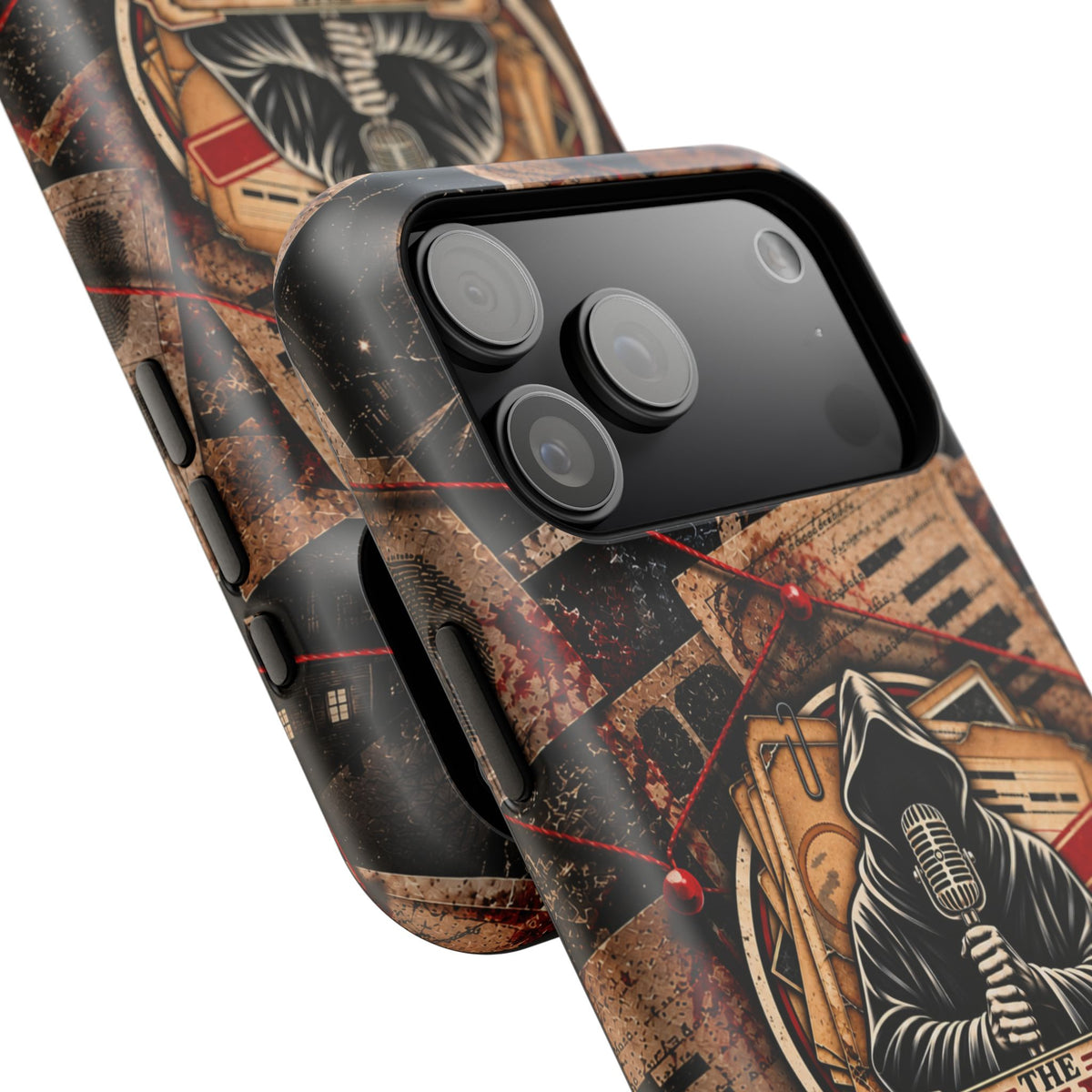 The Abyss Narrator Phone Case — True Crime Cold Case Evidence Board Design, Magnetic MagSafe Tough Case for iPhone & Samsung