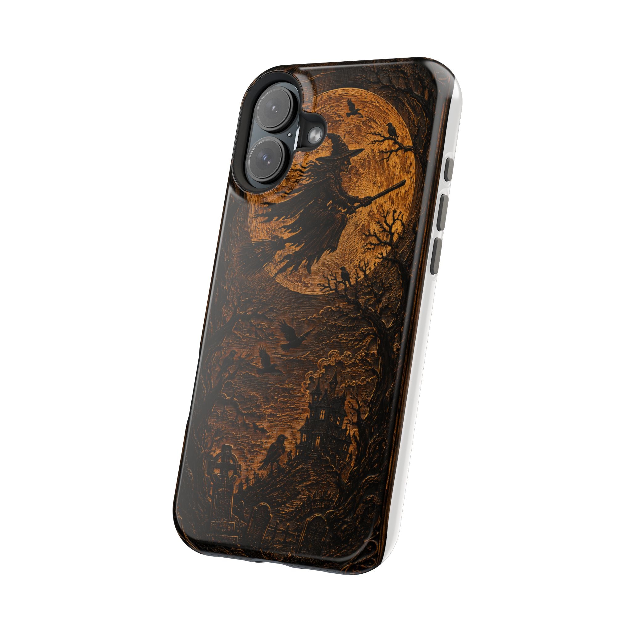 Funda de Celular Cuervo y Luna · Halloween Gótico · Magnética Resistente a Impactos
