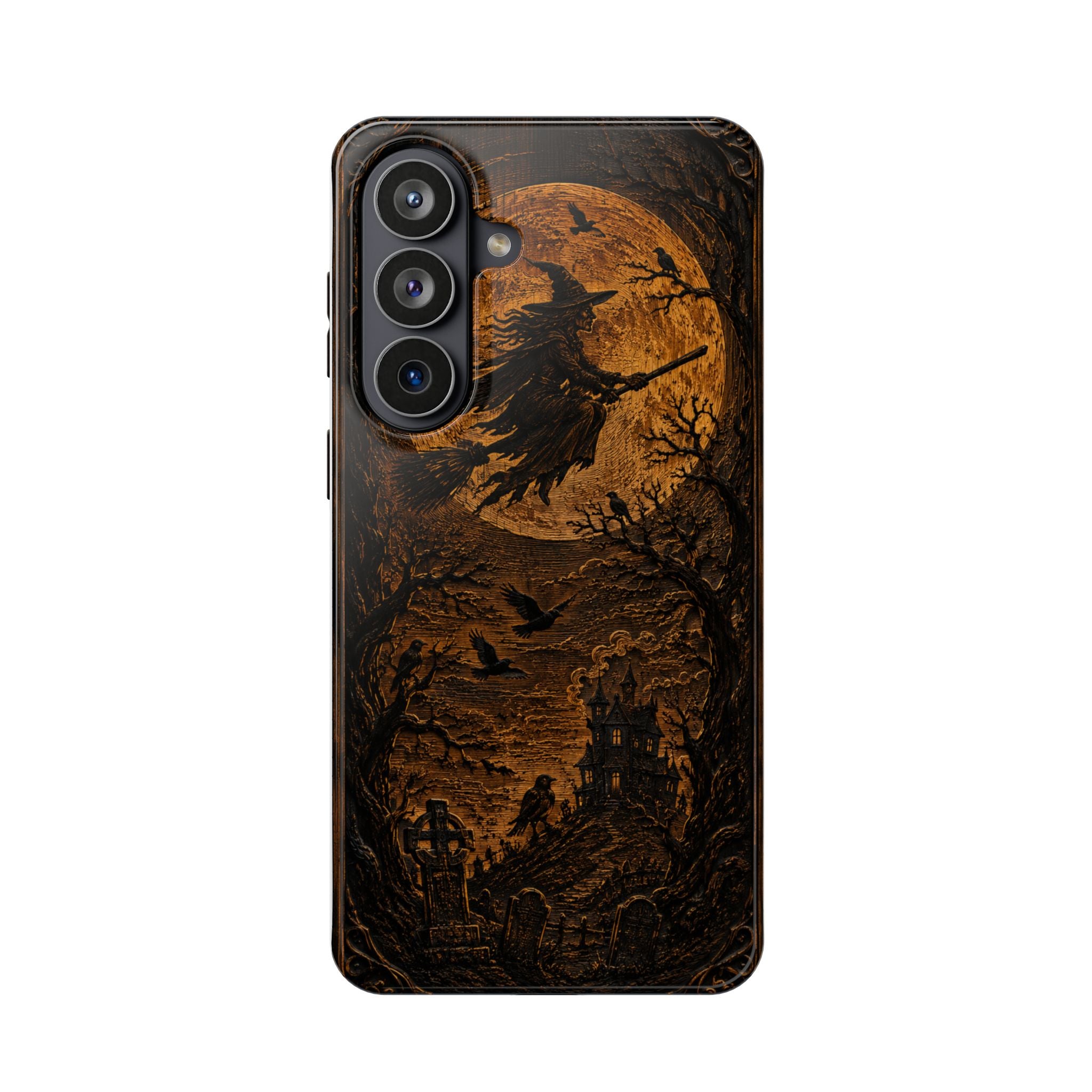 Funda de Celular Cuervo y Luna · Halloween Gótico · Magnética Resistente a Impactos