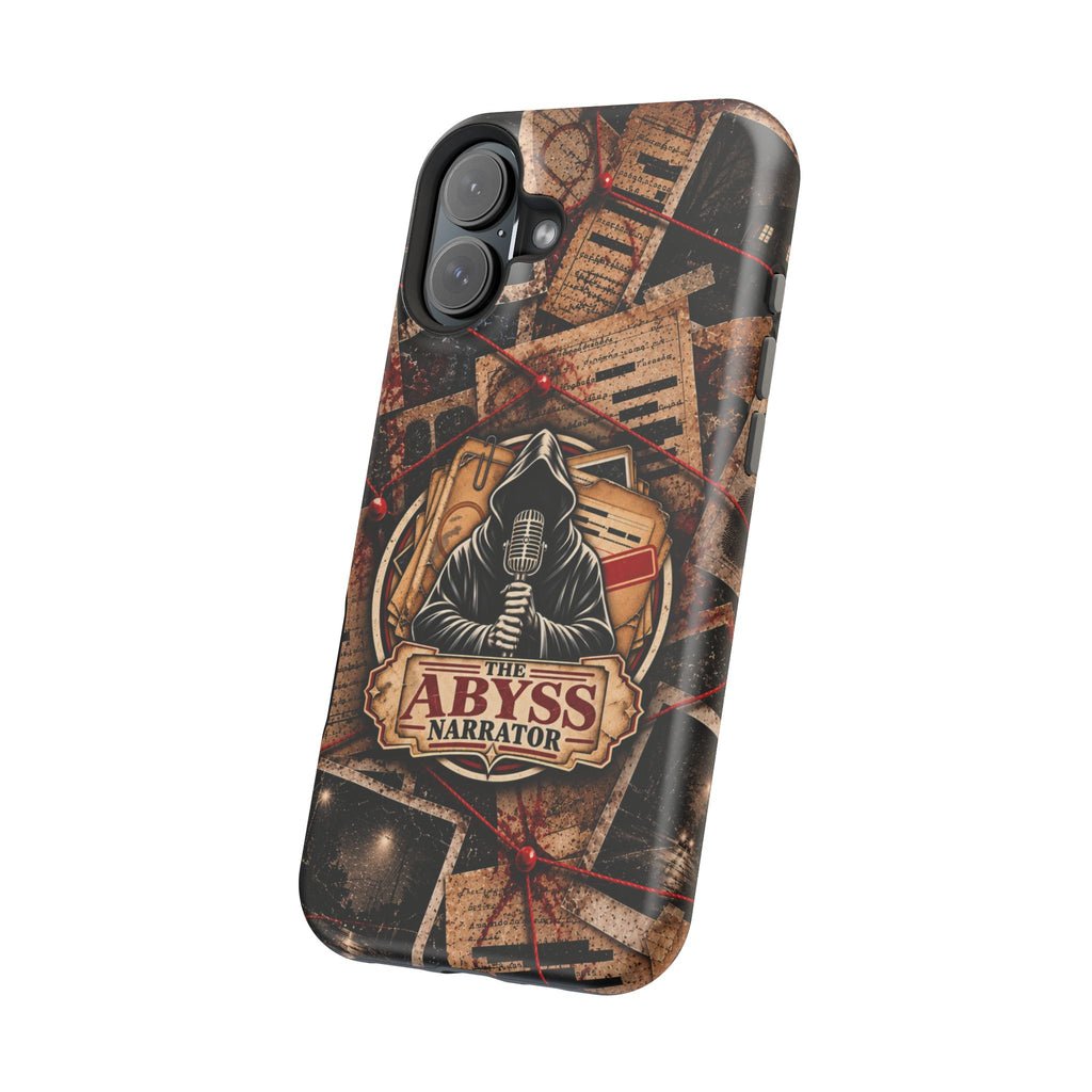 The Abyss Narrator Phone Case — True Crime Cold Case Evidence Board Design, Magnetic MagSafe Tough Case for iPhone & Samsung