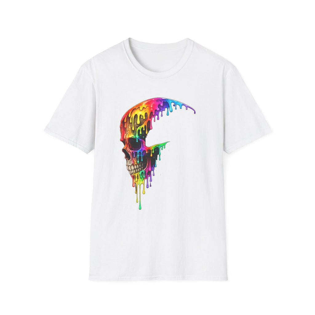 Playera Cráneo Arcoíris · Calavera Goteante de Color · Rainbow Drip Skull Festival Streetwear Tee