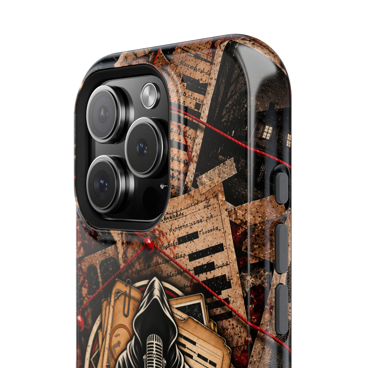 The Abyss Narrator Phone Case — True Crime Cold Case Evidence Board Design, Magnetic MagSafe Tough Case for iPhone & Samsung