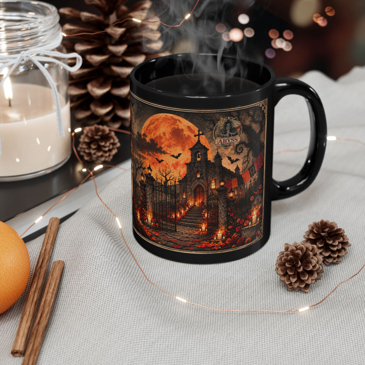 Day of the Dead Catrina Mug | Gothic Halloween Black Coffee Mug | Dia de los Muertos Gift 11oz 15oz
