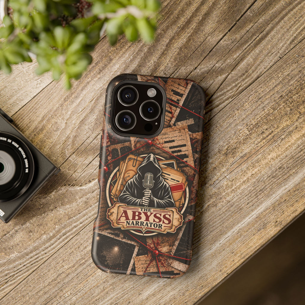 The Abyss Narrator Phone Case — True Crime Cold Case Evidence Board Design, Magnetic MagSafe Tough Case for iPhone & Samsung