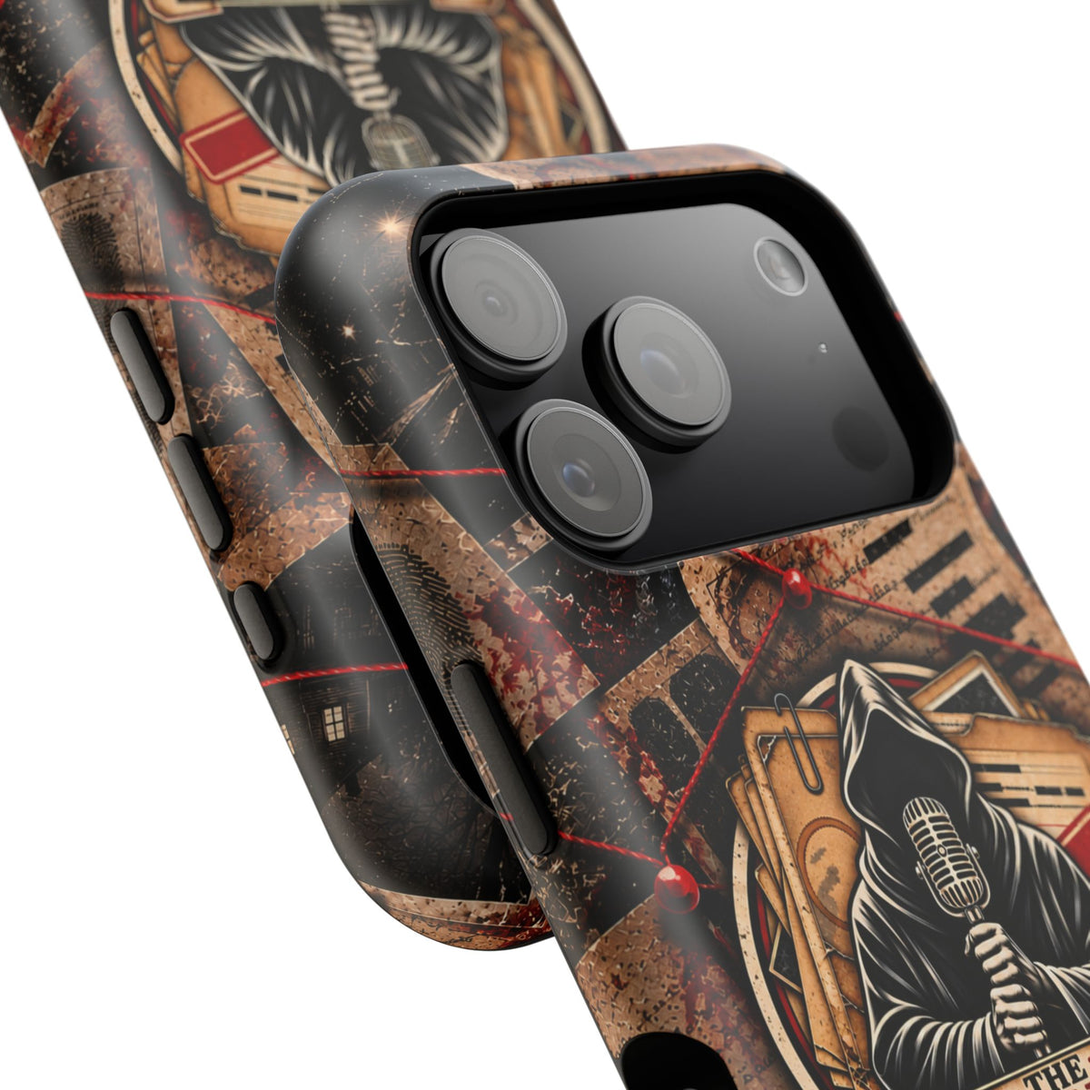 The Abyss Narrator Phone Case — True Crime Cold Case Evidence Board Design, Magnetic MagSafe Tough Case for iPhone & Samsung
