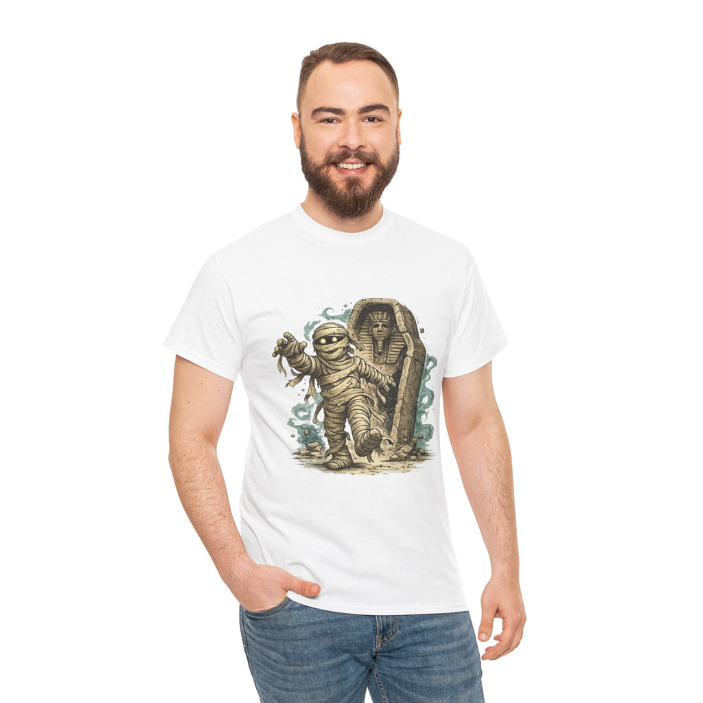 Playera Momia Ancestral · Vendas y Sarcófago de Otro Tiempo · Cute Cartoon Mummy Sarcophagus Halloween Tee