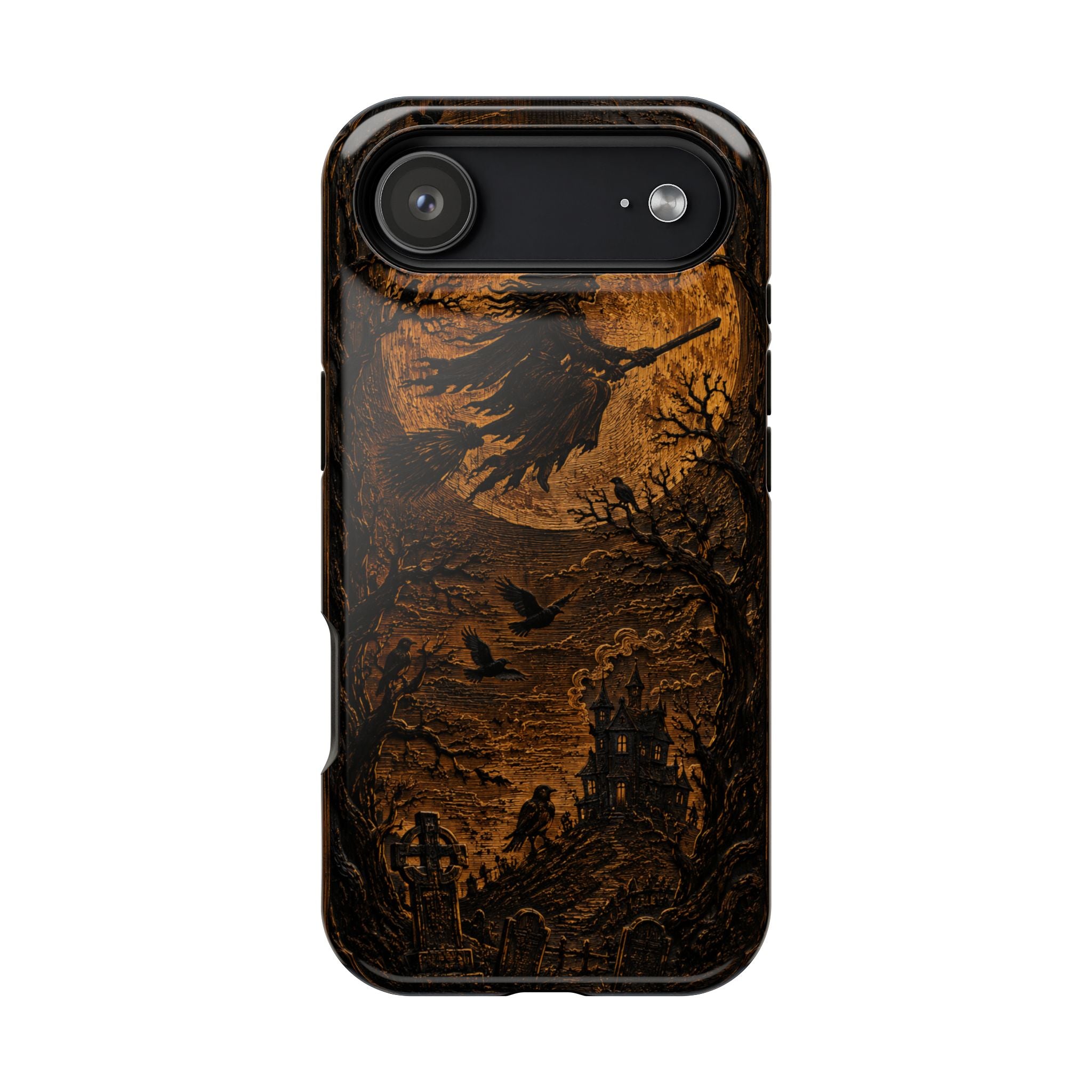 Funda de Celular Cuervo y Luna · Halloween Gótico · Magnética Resistente a Impactos