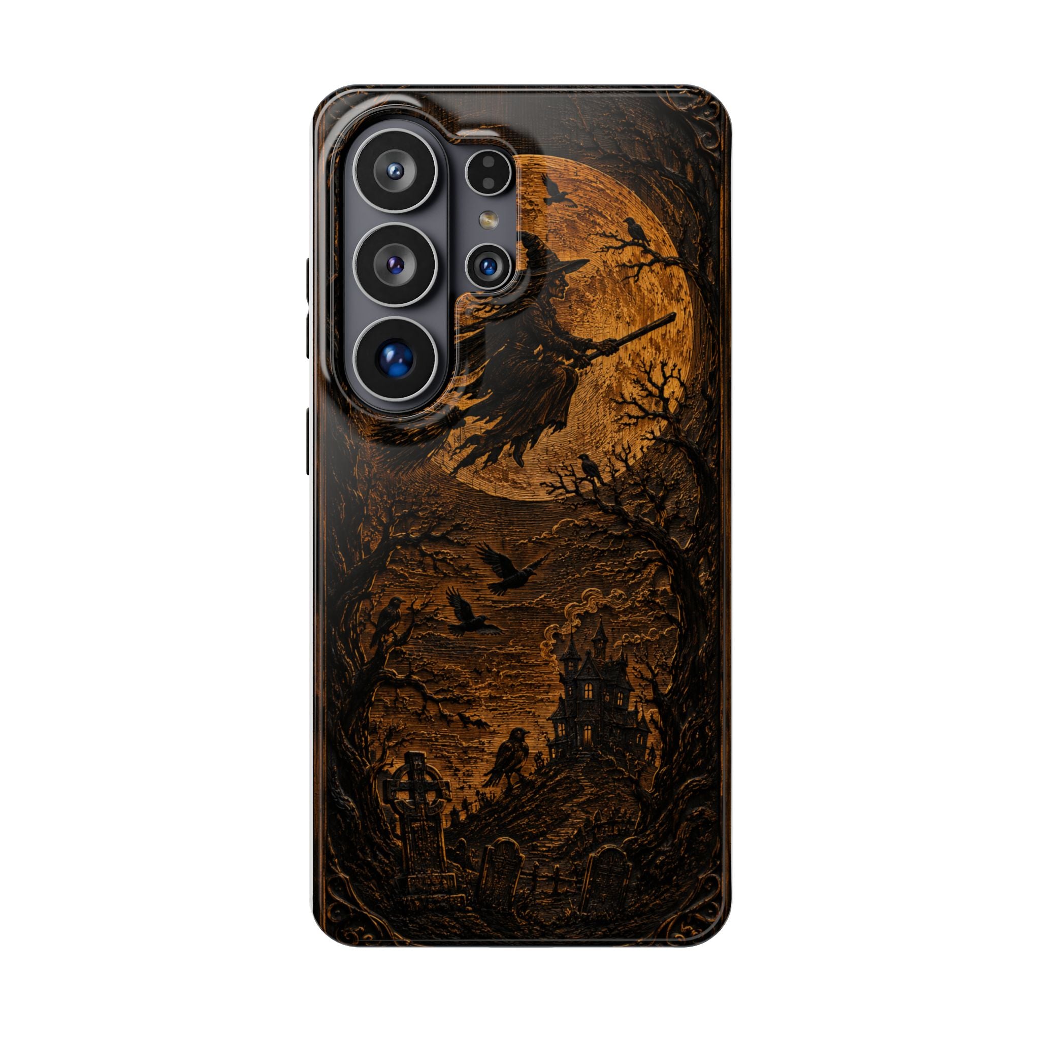 Funda de Celular Cuervo y Luna · Halloween Gótico · Magnética Resistente a Impactos