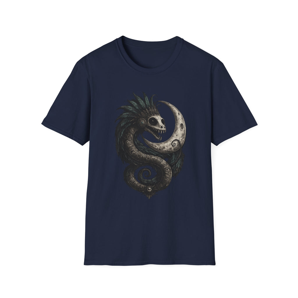 Playera Quetzalcóatl Crescent Moon · Serpiente Emplumada Azteca · Gothic Aztec Feathered Serpent Tee
