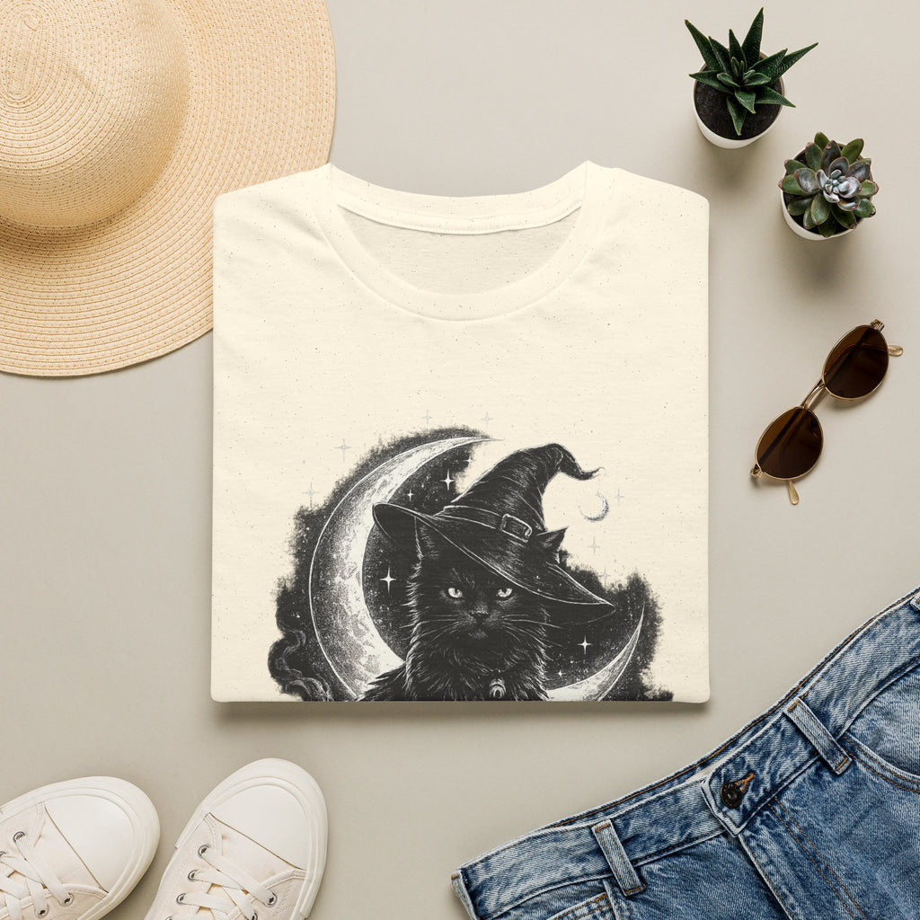 Playera Gato Bruja Luna · Gato Negro Místico · Witch Cat Moon Celestial Gothic Tee