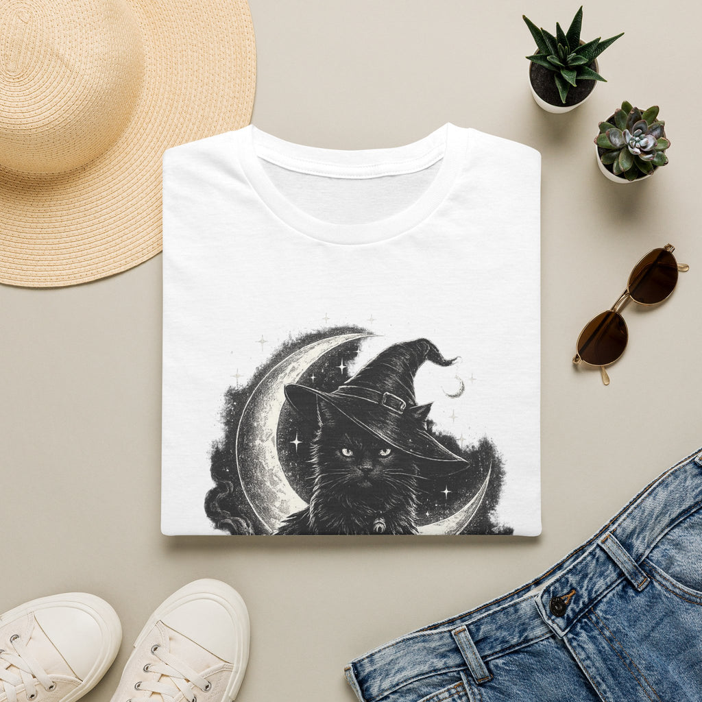 Playera Gato Bruja Luna · Gato Negro Místico · Witch Cat Moon Celestial Gothic Tee
