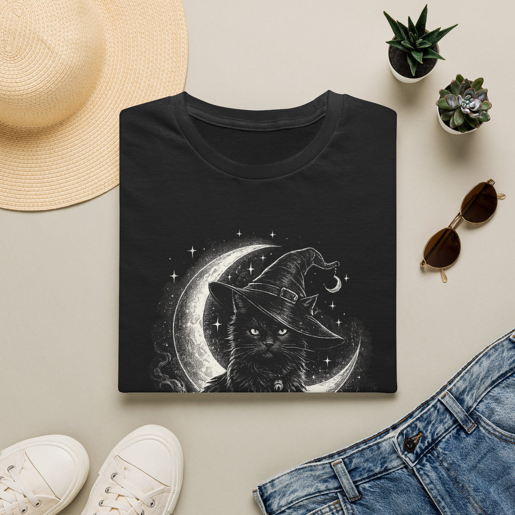 Playera Gato Bruja Luna · Gato Negro Místico · Witch Cat Moon Celestial Gothic Tee