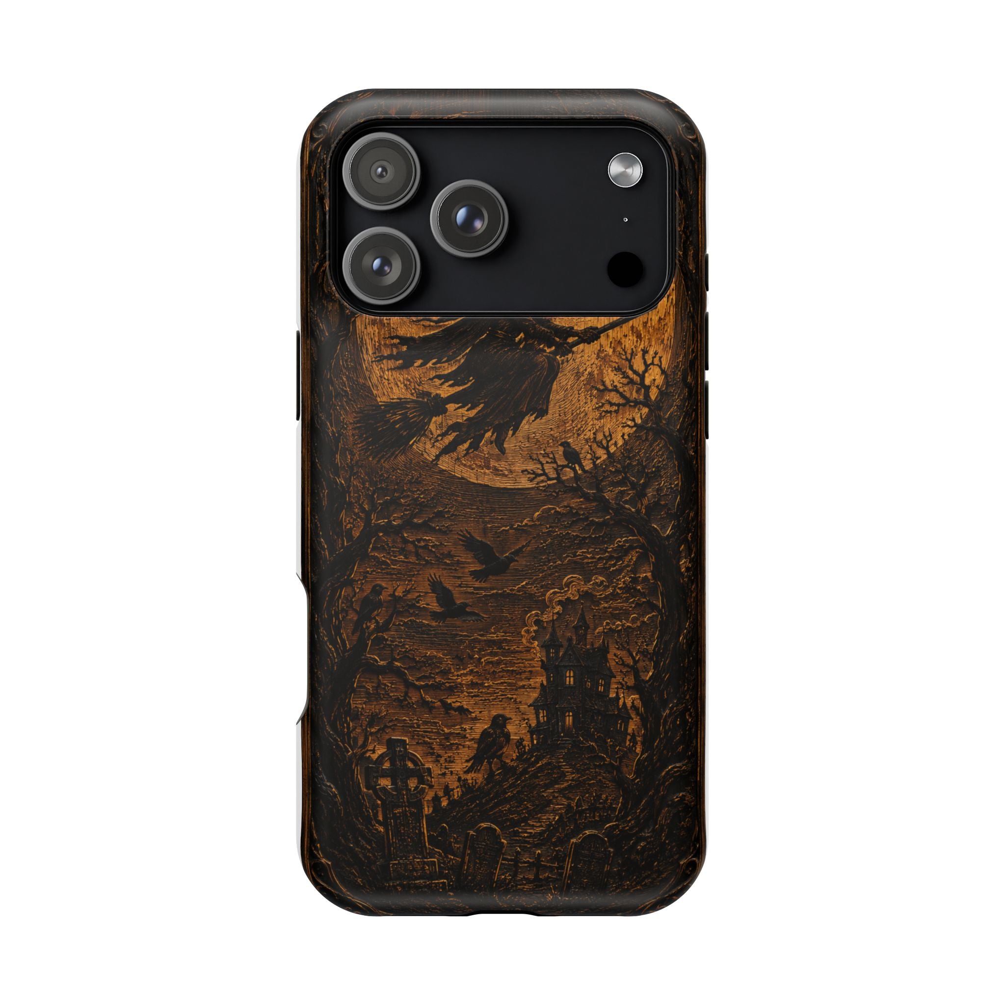 Funda de Celular Cuervo y Luna · Halloween Gótico · Magnética Resistente a Impactos