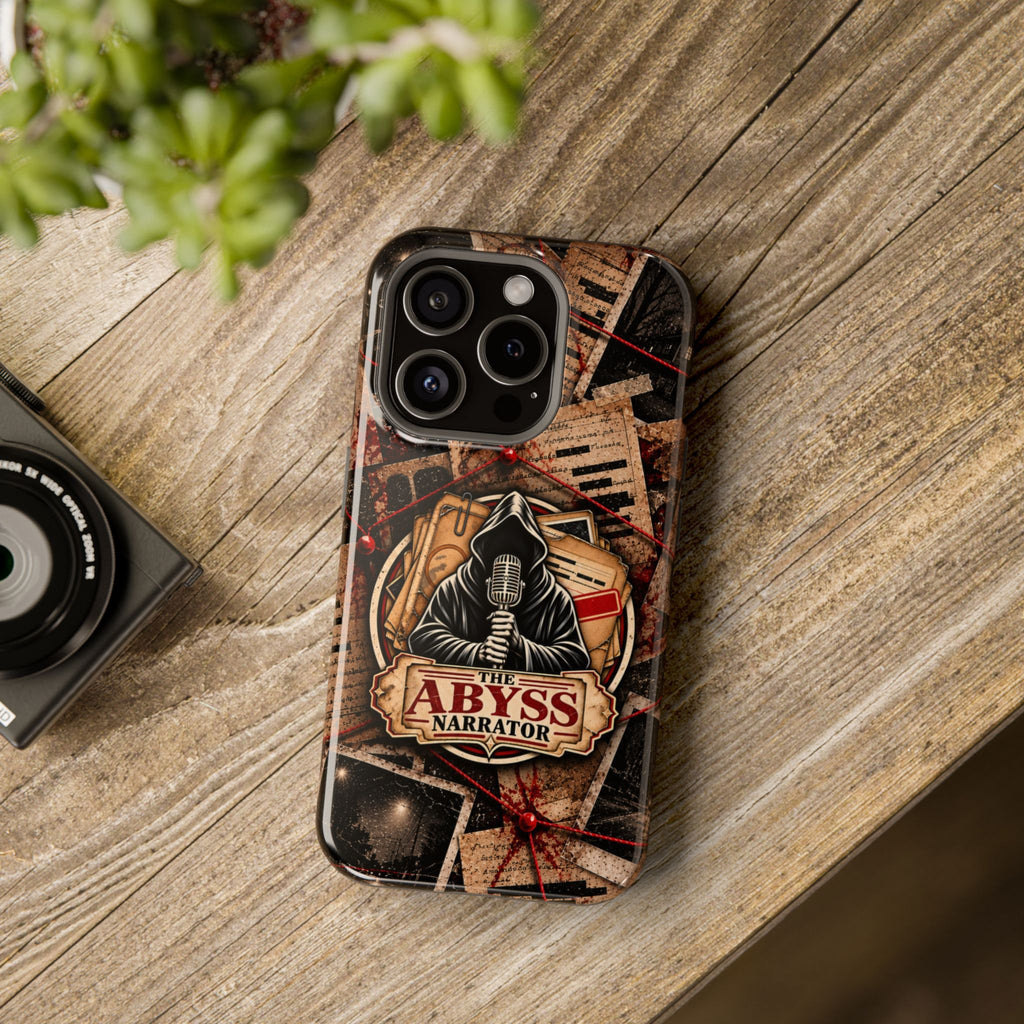 The Abyss Narrator Phone Case — True Crime Cold Case Evidence Board Design, Magnetic MagSafe Tough Case for iPhone & Samsung