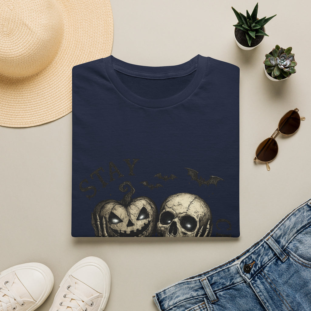 Playera Stay Creepy · Cráneo Vintage y Calabazas · Gothic Halloween Skull Pumpkin Tee