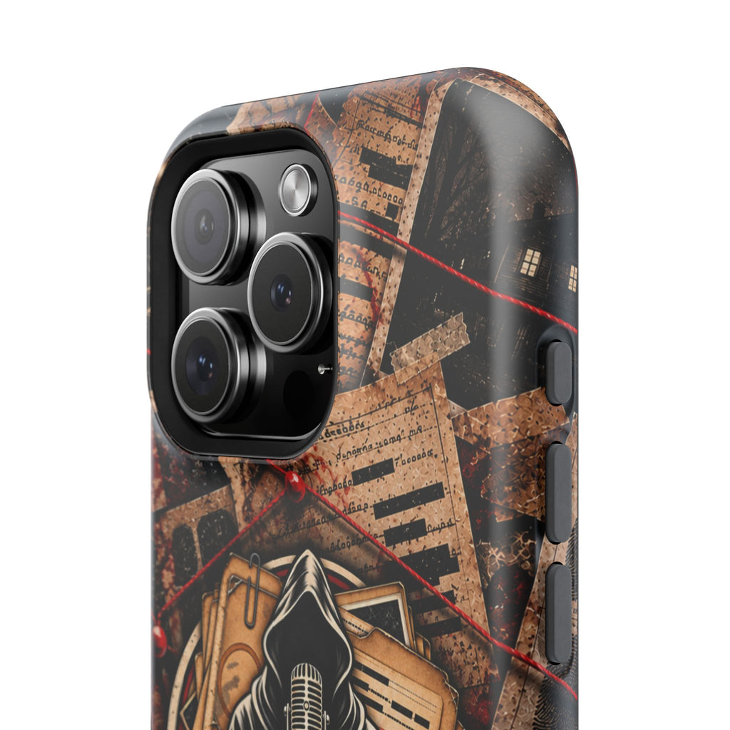 The Abyss Narrator Phone Case — True Crime Cold Case Evidence Board Design, Magnetic MagSafe Tough Case for iPhone & Samsung