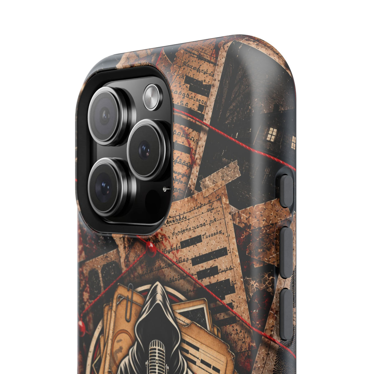 The Abyss Narrator Phone Case — True Crime Cold Case Evidence Board Design, Magnetic MagSafe Tough Case for iPhone & Samsung