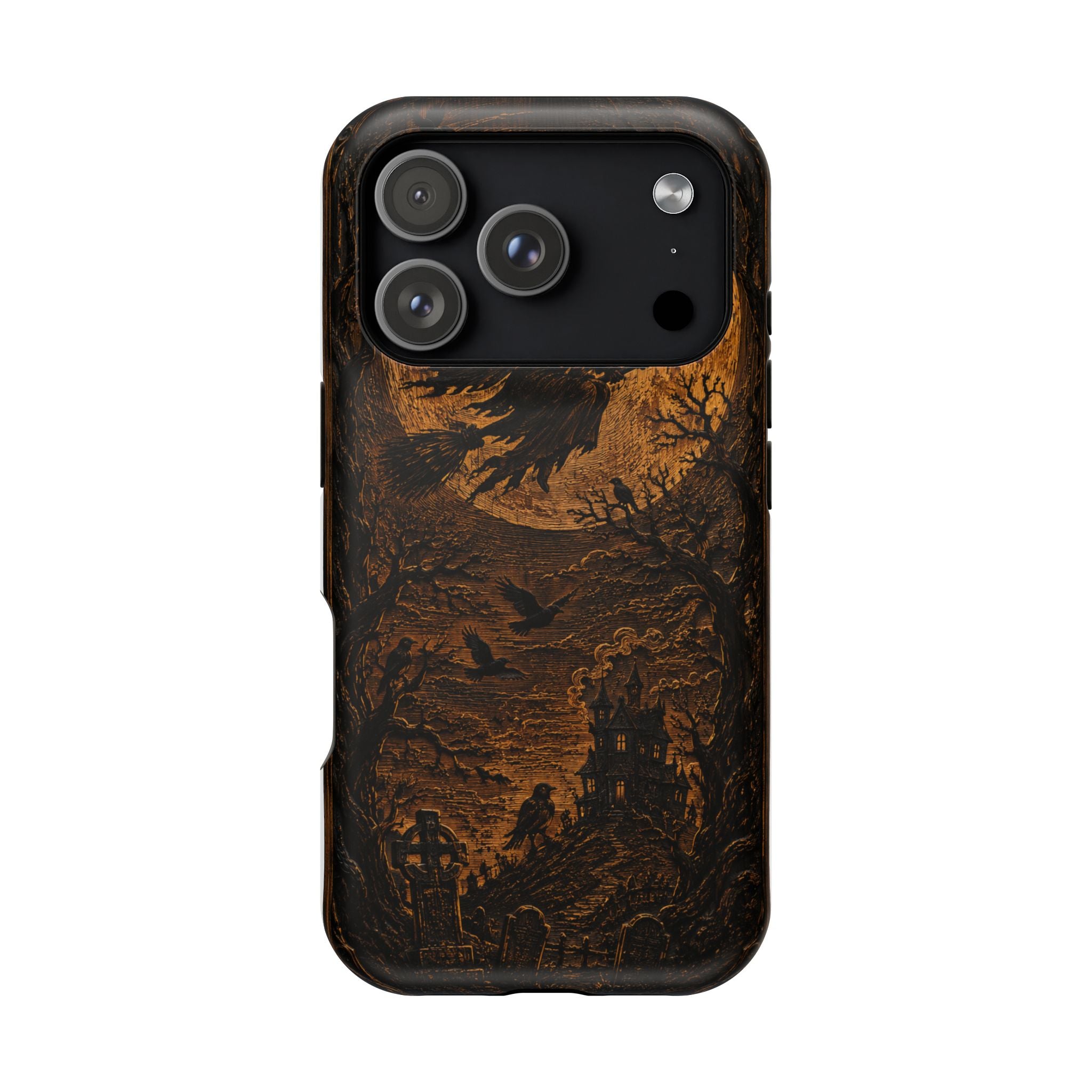 Funda de Celular Cuervo y Luna · Halloween Gótico · Magnética Resistente a Impactos