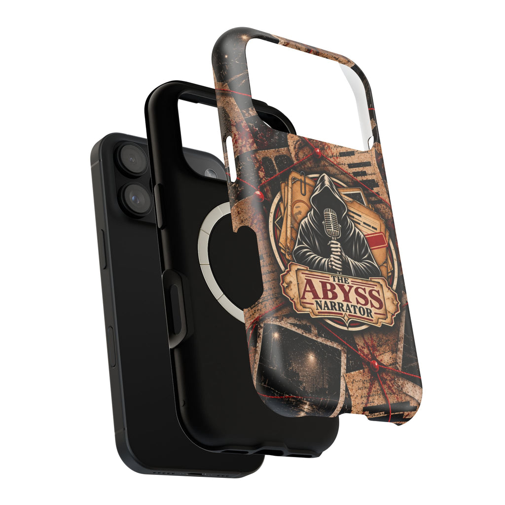 The Abyss Narrator Phone Case — True Crime Cold Case Evidence Board Design, Magnetic MagSafe Tough Case for iPhone & Samsung