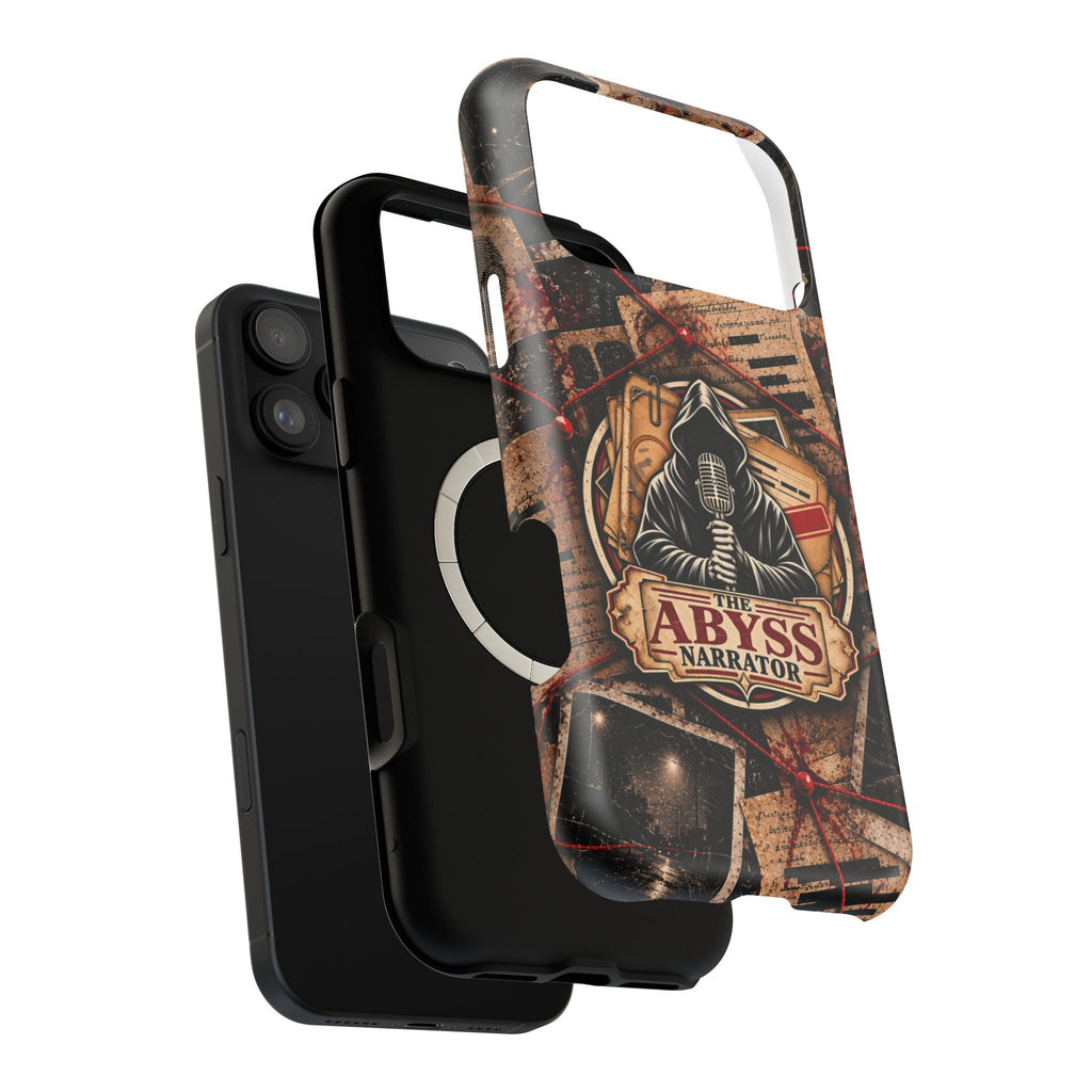 The Abyss Narrator Phone Case — True Crime Cold Case Evidence Board Design, Magnetic MagSafe Tough Case for iPhone & Samsung