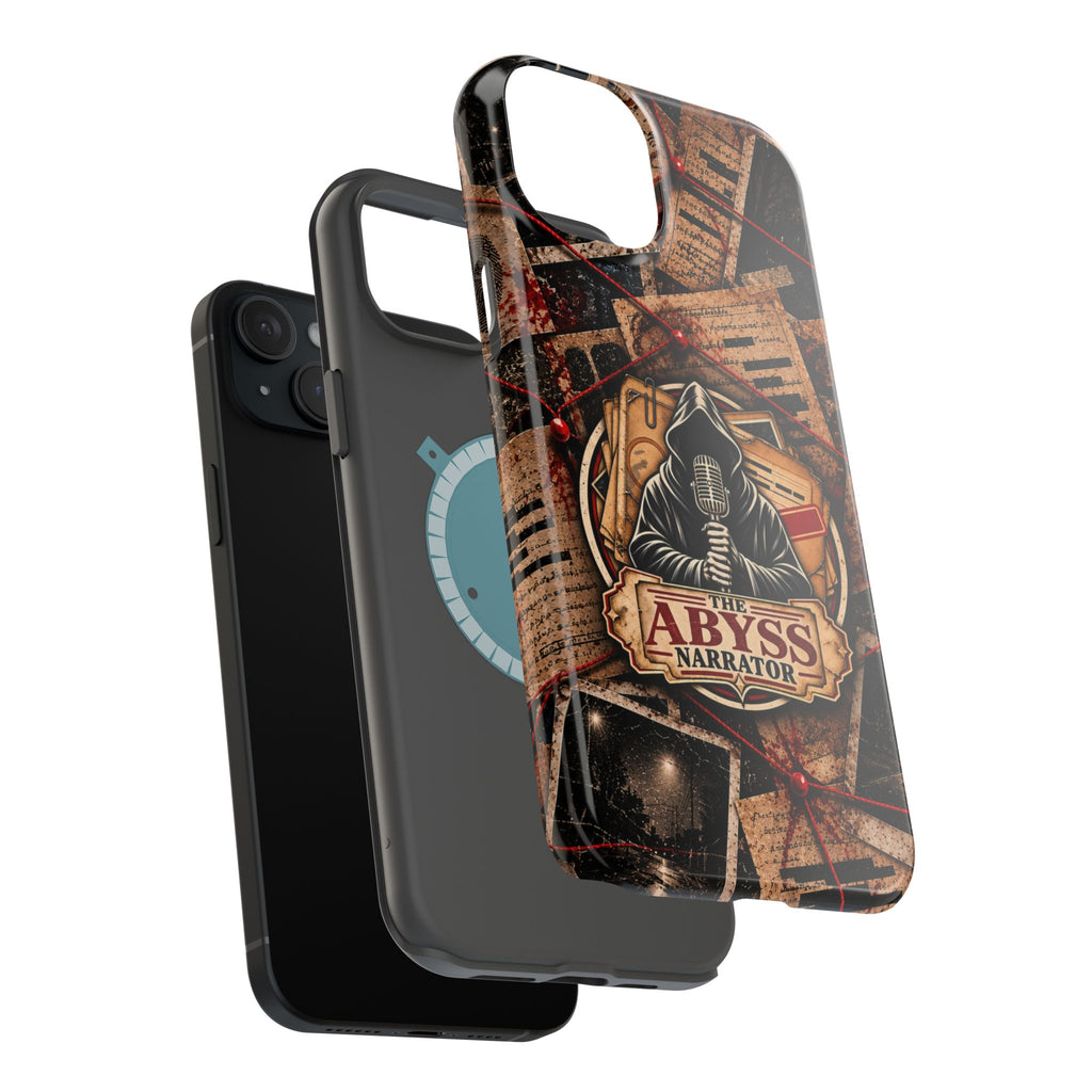 The Abyss Narrator Phone Case — True Crime Cold Case Evidence Board Design, Magnetic MagSafe Tough Case for iPhone & Samsung