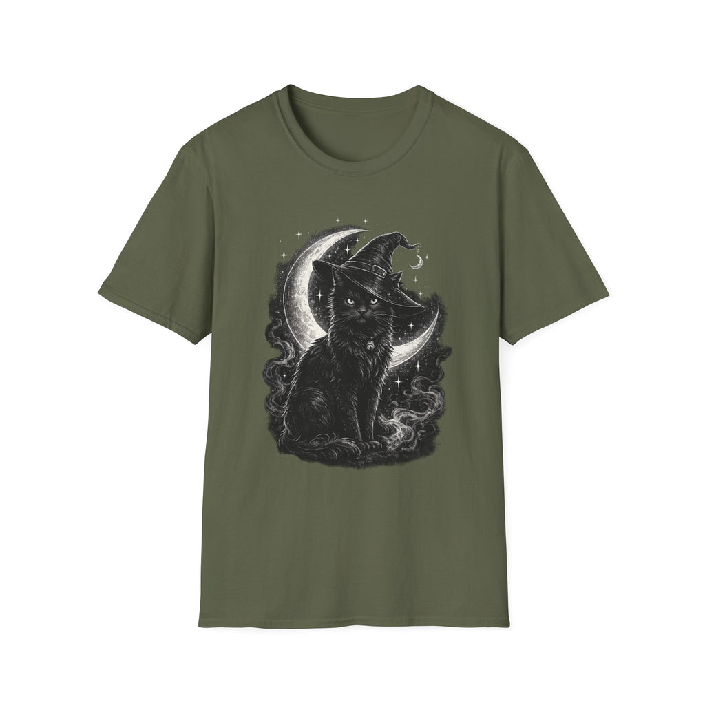 Playera Gato Bruja Luna · Gato Negro Místico · Witch Cat Moon Celestial Gothic Tee