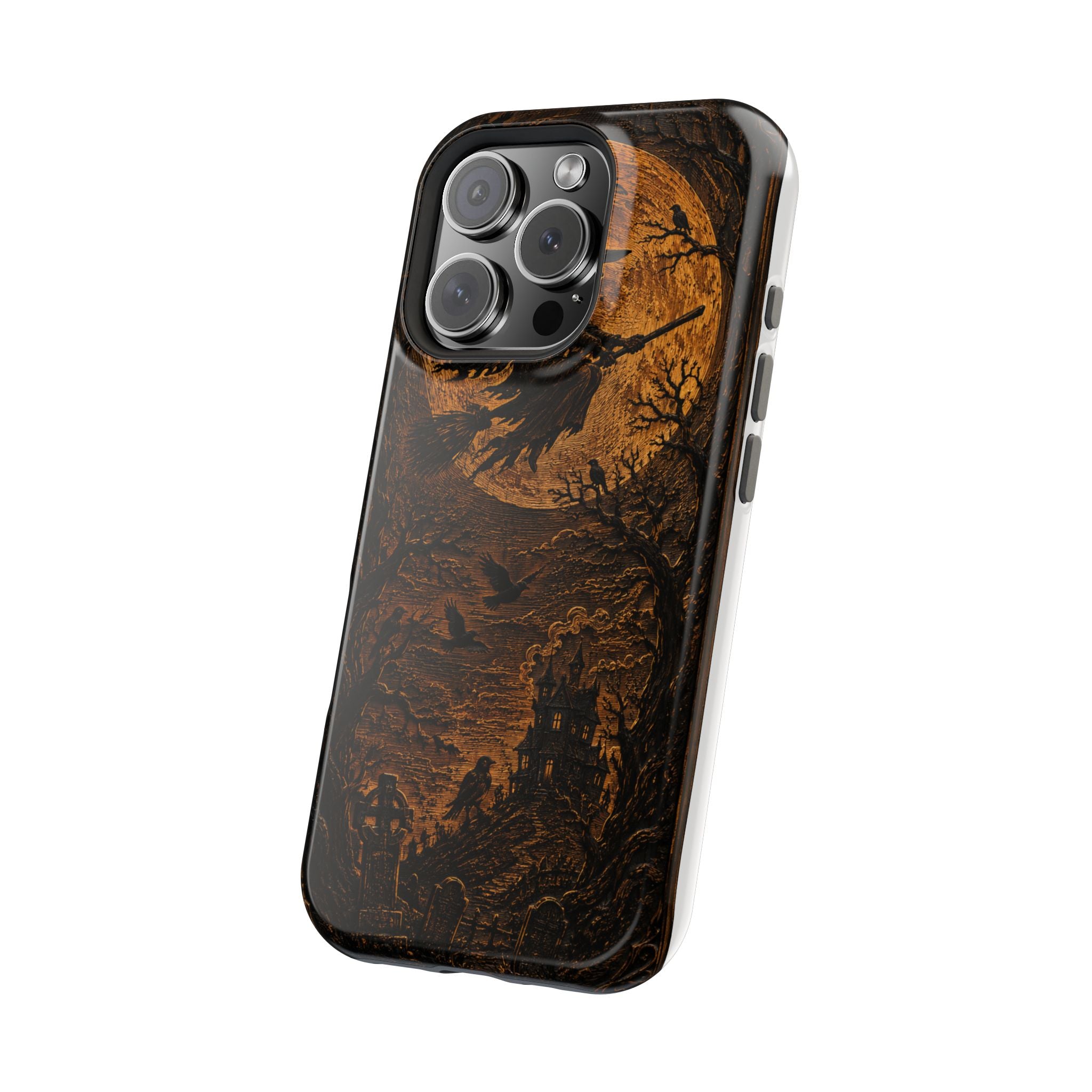 Funda de Celular Cuervo y Luna · Halloween Gótico · Magnética Resistente a Impactos