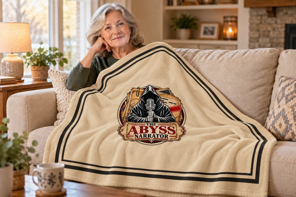 The Abyss Narrator Sherpa Fleece Blanket — True Crime & Mystery Throw, 50" × 60"