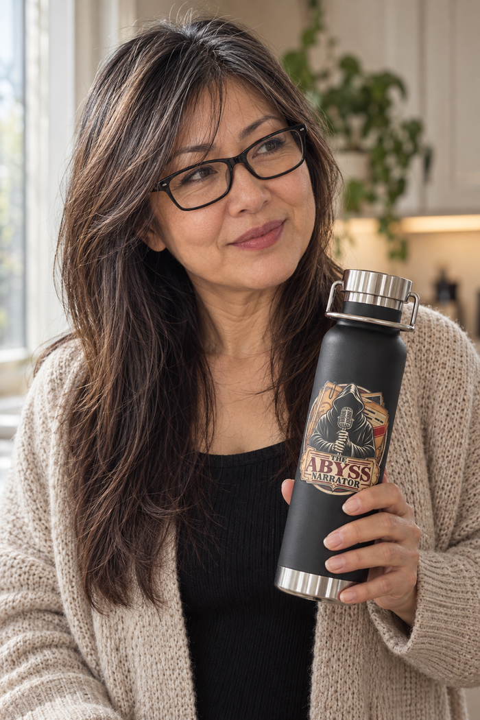 The Abyss Narrator Insulated Water Bottle — 22oz Copper Vacuum Stainless Steel Bottle for True Crime and Mystery Listeners