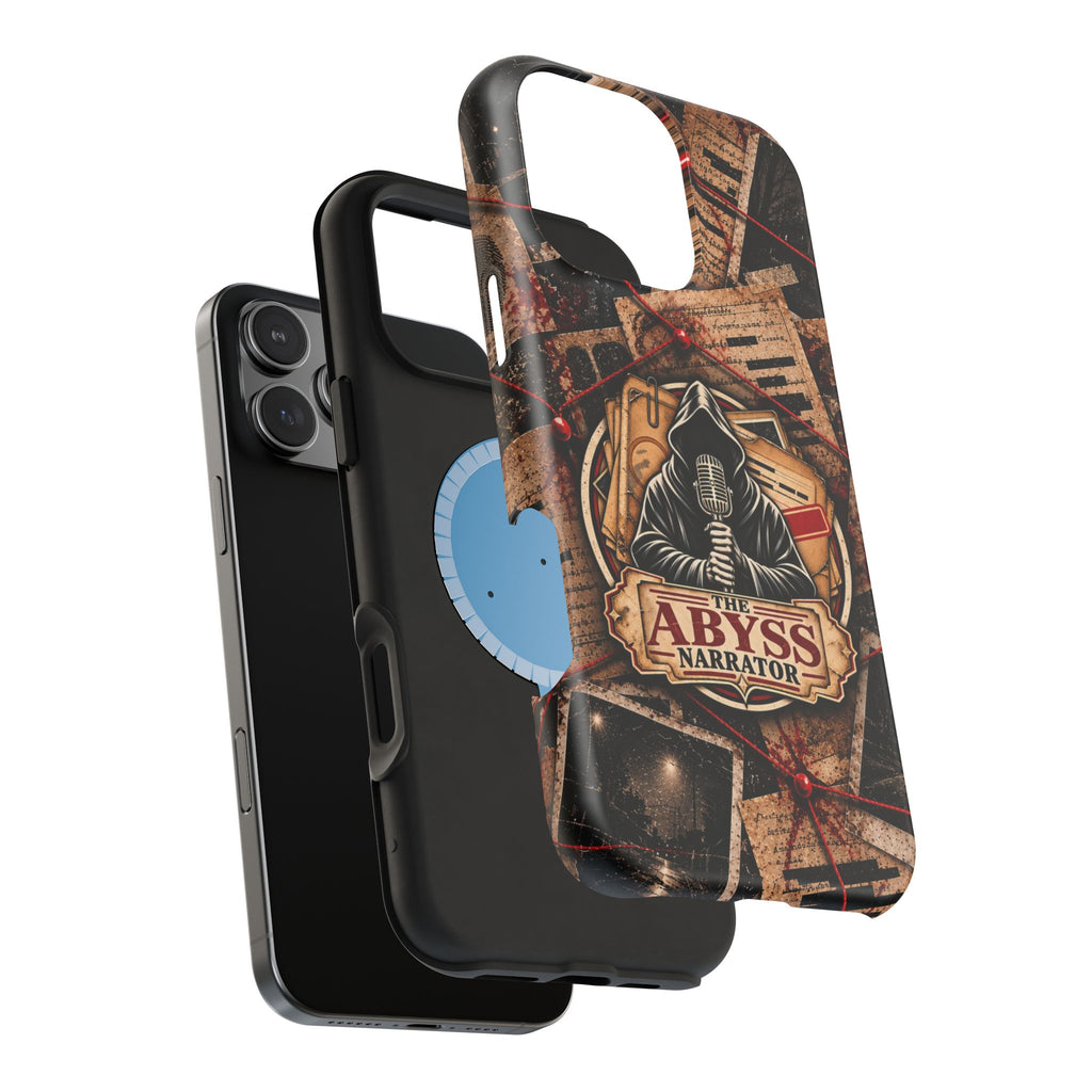 The Abyss Narrator Phone Case — True Crime Cold Case Evidence Board Design, Magnetic MagSafe Tough Case for iPhone & Samsung