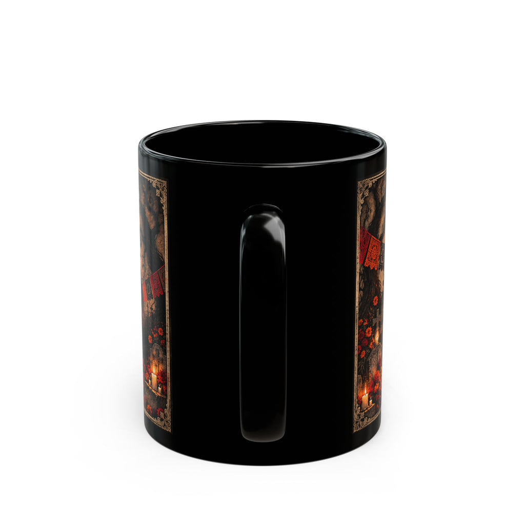 Day of the Dead Catrina Mug | Gothic Halloween Black Coffee Mug | Dia de los Muertos Gift 11oz 15oz