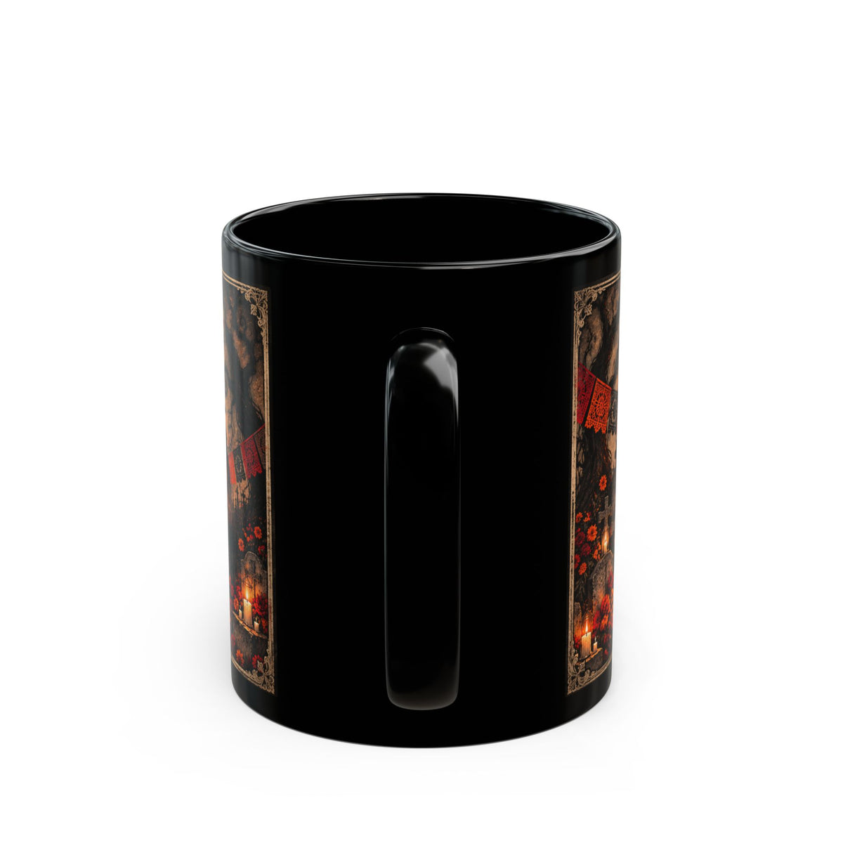 Day of the Dead Catrina Mug | Gothic Halloween Black Coffee Mug | Dia de los Muertos Gift 11oz 15oz