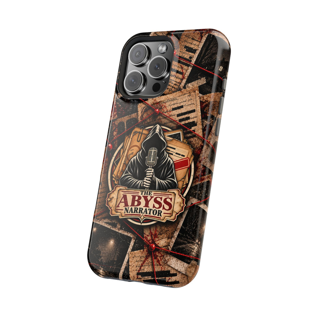 The Abyss Narrator Phone Case — True Crime Cold Case Evidence Board Design, Magnetic MagSafe Tough Case for iPhone & Samsung