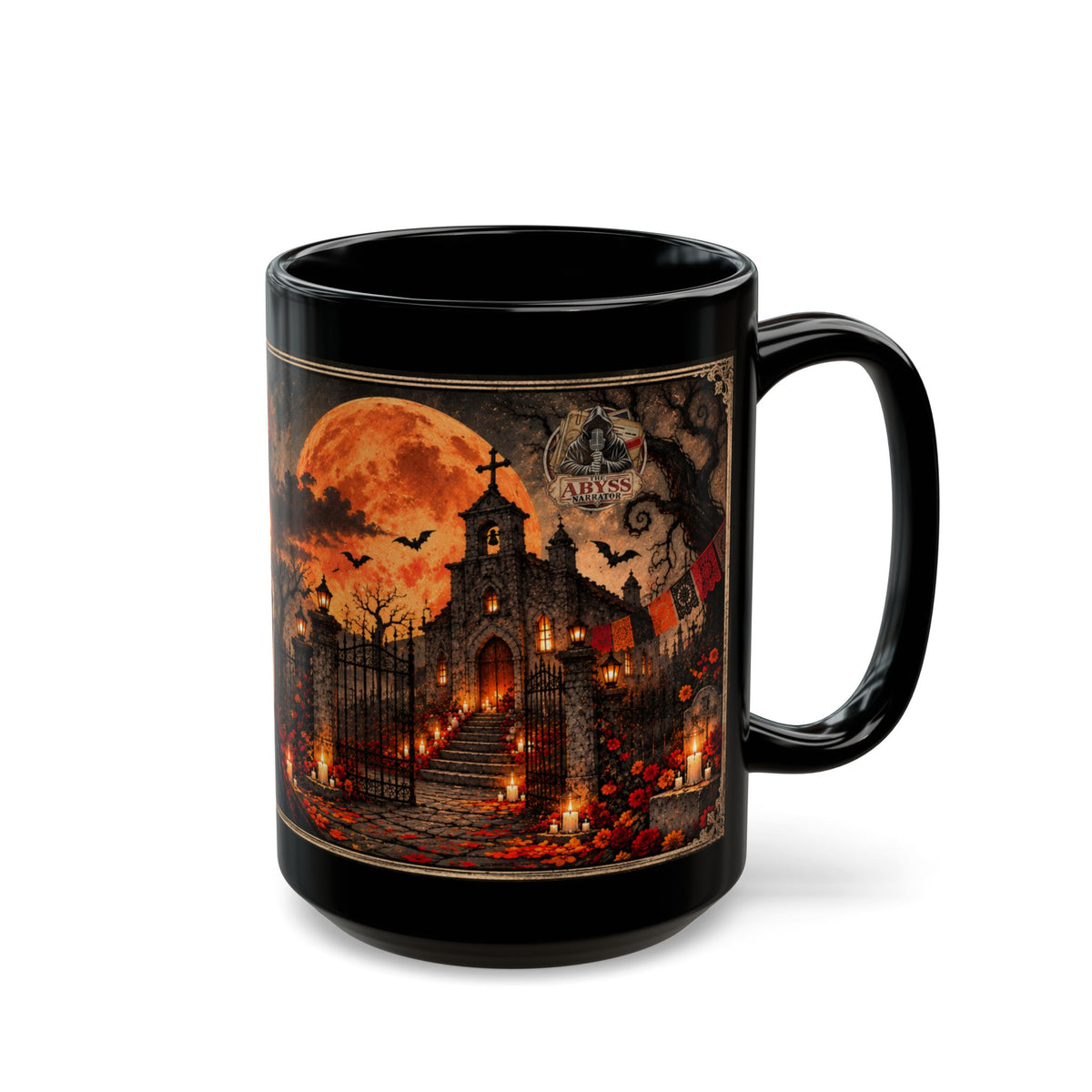 Day of the Dead Catrina Mug | Gothic Halloween Black Coffee Mug | Dia de los Muertos Gift 11oz 15oz