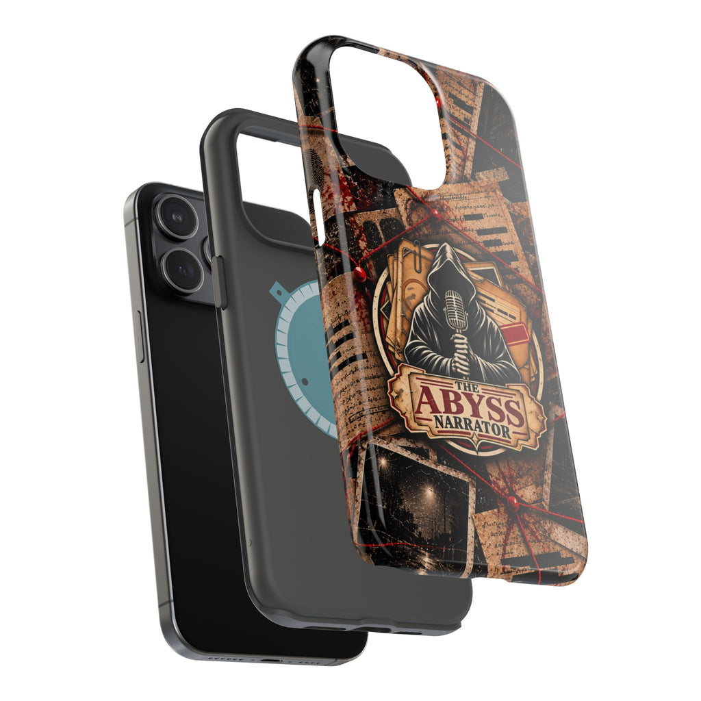The Abyss Narrator Phone Case — True Crime Cold Case Evidence Board Design, Magnetic MagSafe Tough Case for iPhone & Samsung