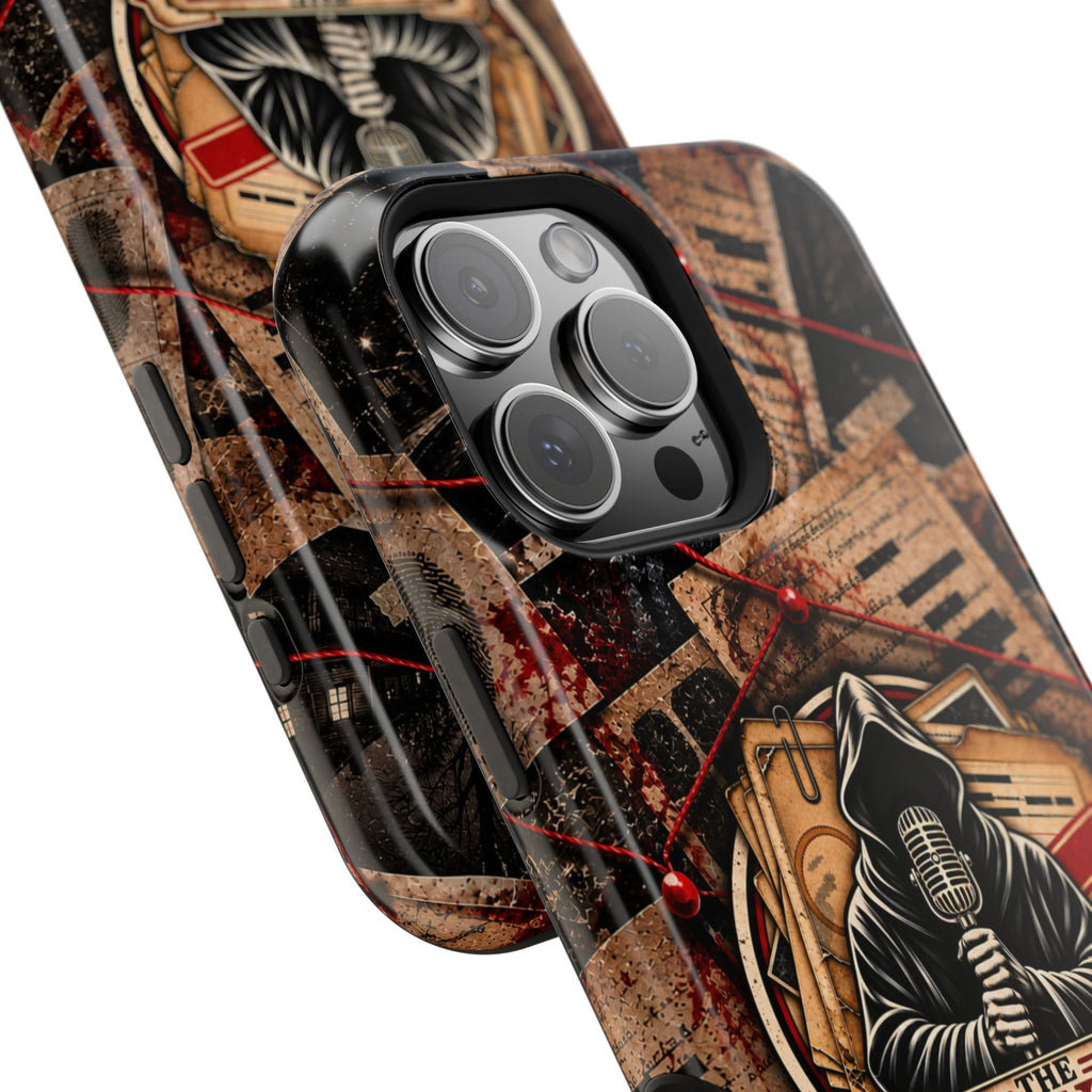 The Abyss Narrator Phone Case — True Crime Cold Case Evidence Board Design, Magnetic MagSafe Tough Case for iPhone & Samsung