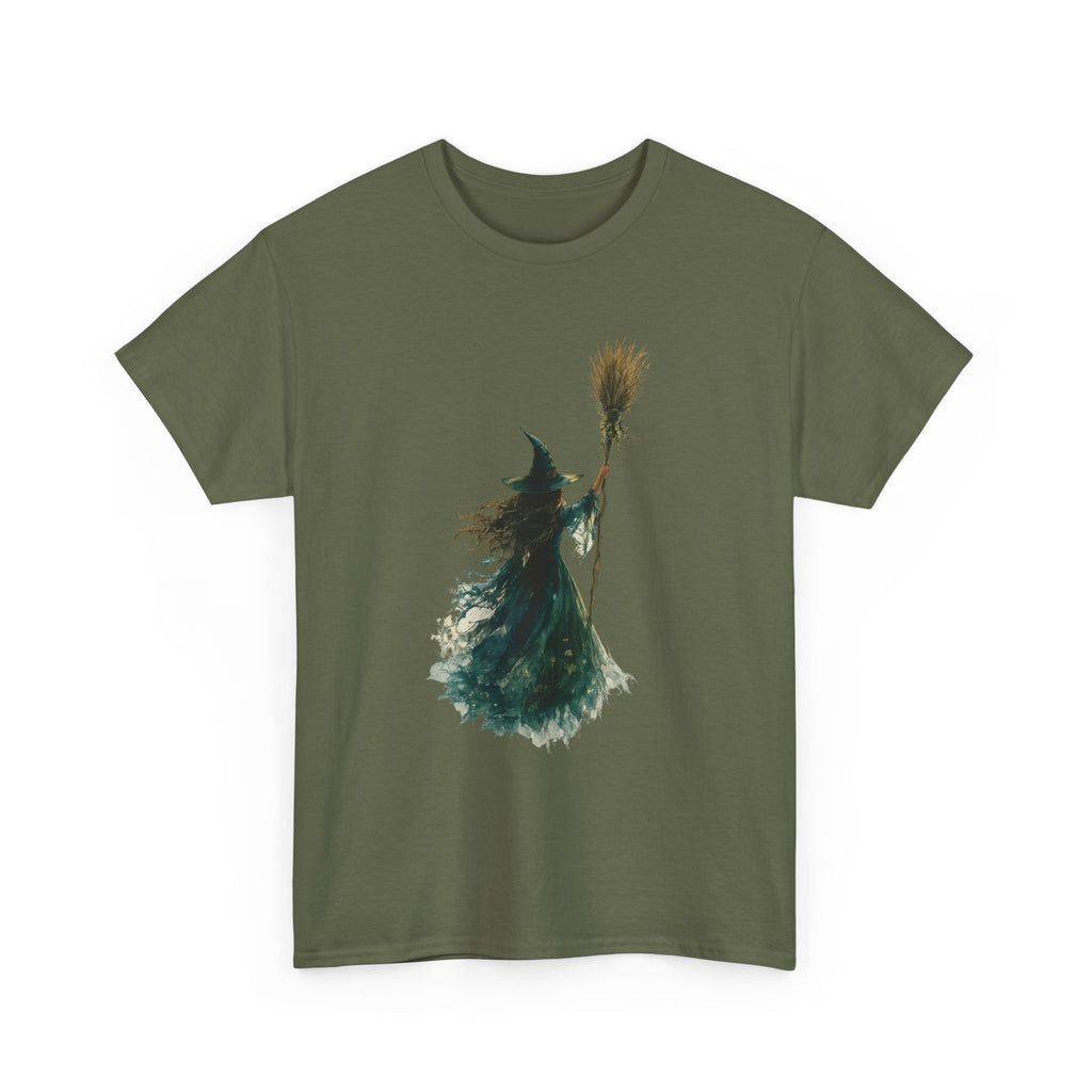 Playera Bruja Acuarela · Silueta Mística con Escoba · Regalo Gótico de Halloween