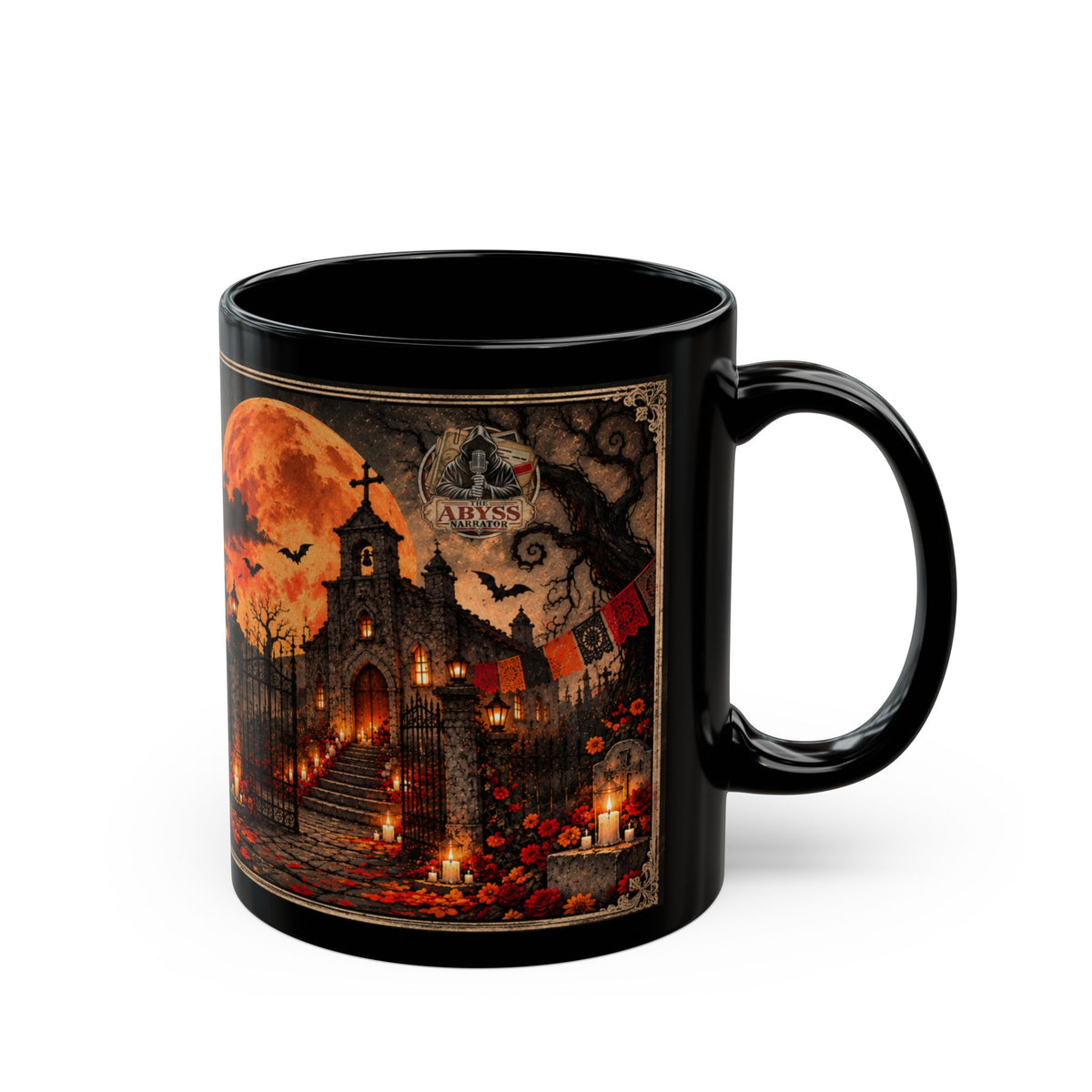 Day of the Dead Catrina Mug | Gothic Halloween Black Coffee Mug | Dia de los Muertos Gift 11oz 15oz