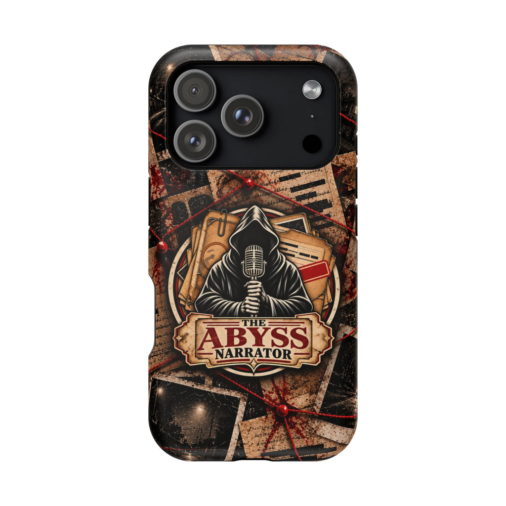 The Abyss Narrator Phone Case — True Crime Cold Case Evidence Board Design, Magnetic MagSafe Tough Case for iPhone & Samsung