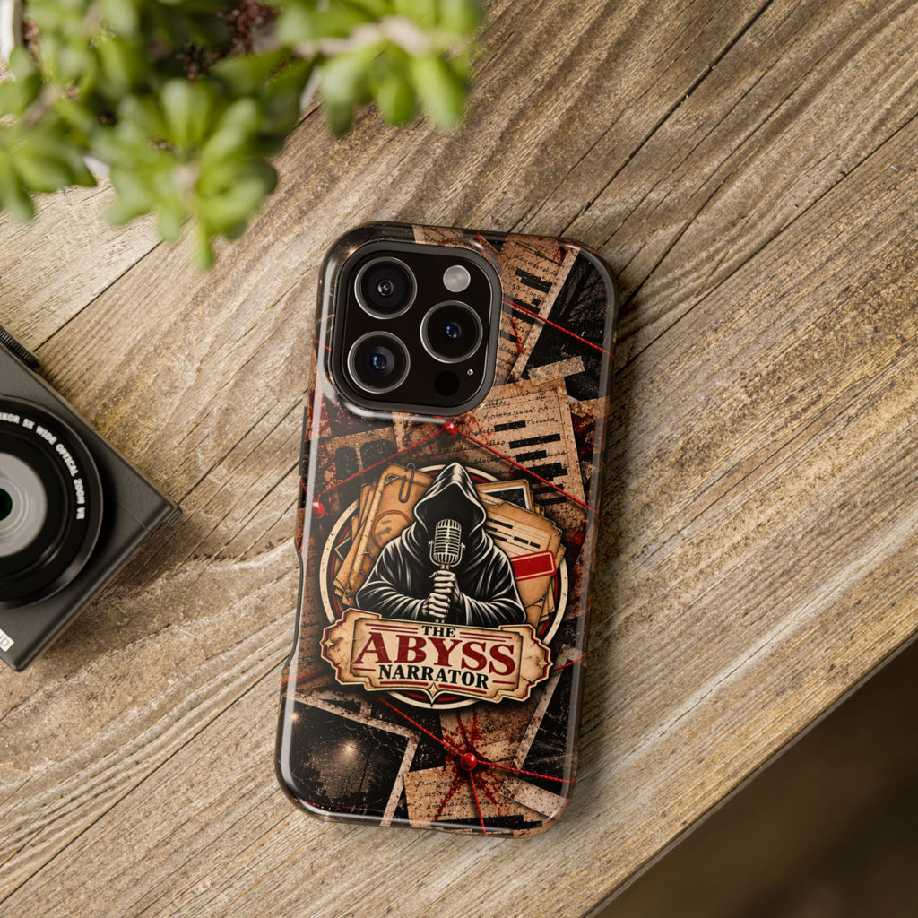 The Abyss Narrator Phone Case — True Crime Cold Case Evidence Board Design, Magnetic MagSafe Tough Case for iPhone & Samsung