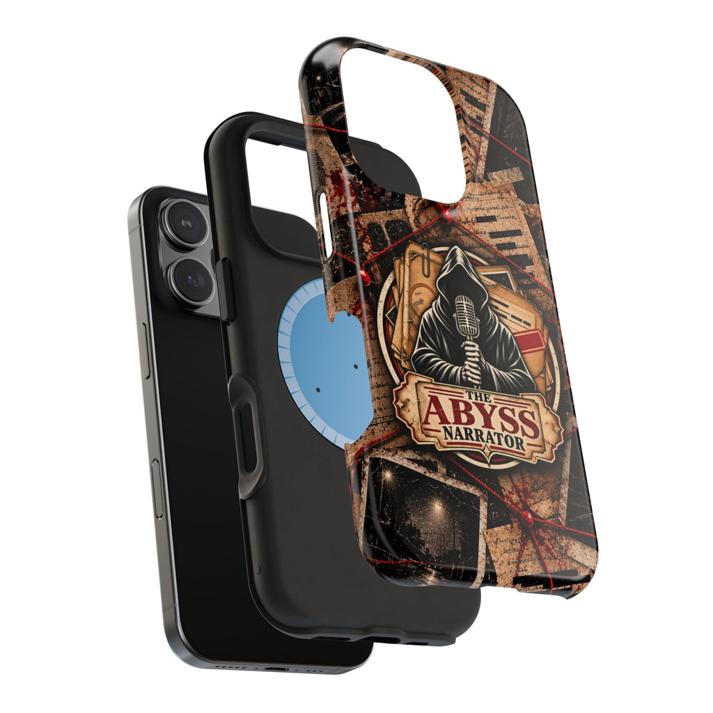 The Abyss Narrator Phone Case — True Crime Cold Case Evidence Board Design, Magnetic MagSafe Tough Case for iPhone & Samsung